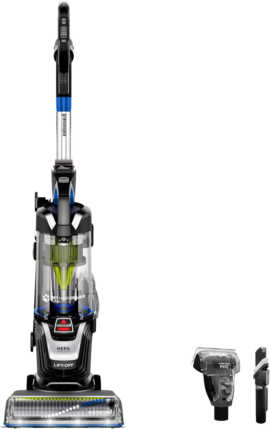 BISSELL Borrador de pelo para mascotas, aspiradora Turbo Lift-Off, con rodillo de cepillo autolimpiante, filtración HEPA, potente pastilla con