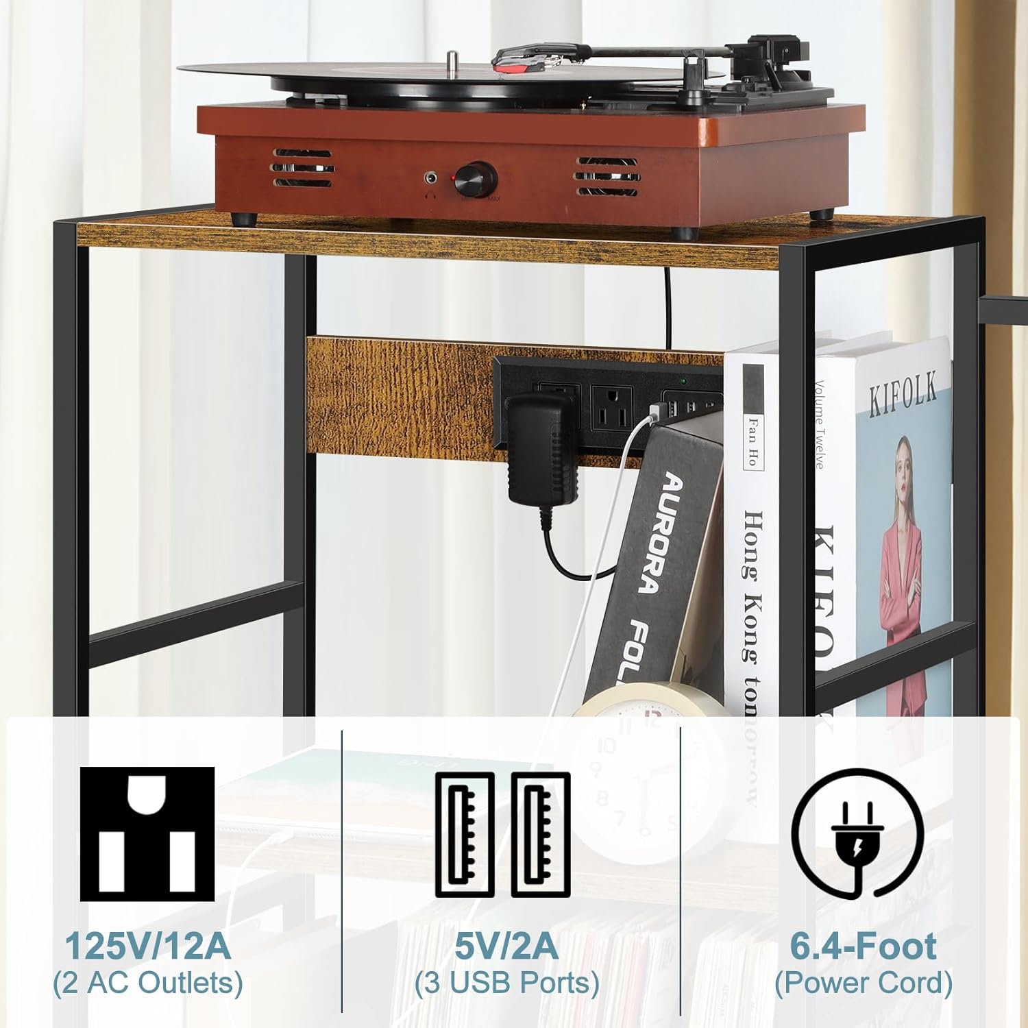 OYEAL Soporte para guitarra eléctrica con almacenamiento de discos de vinilo, soporte para múltiples guitarras con estación de carga para acústico,