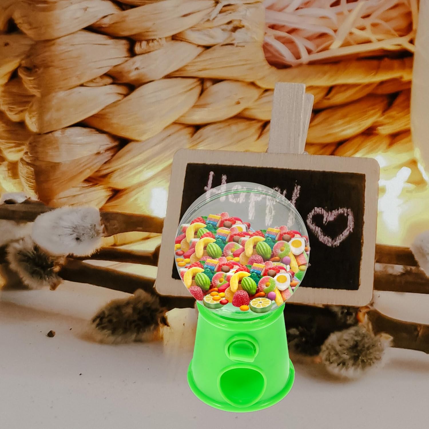 STOBOK Máquina de dulces, 12 unidades divertidas y giratorias, caja de plástico para dulces, dispensador de caramelos, mini máquina de chicles para