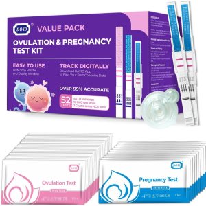 DAVID Tiras de prueba de ovulación y kit de prueba de embarazo, 40 tiras de prueba de LH ovulación y 12 pruebas de embarazo (ancho de 0.197 in) DAVID Tiras de prueba de ovulación y kit de prueba de embarazo, 40 tiras de prueba de LH ovulación y 12 pruebas de embarazo (ancho de 0.197 in)