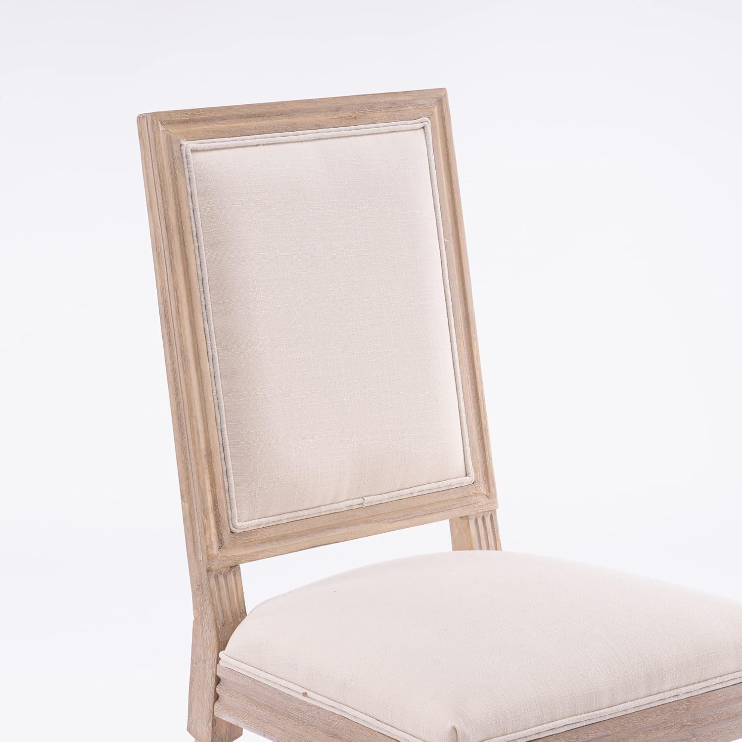 HomSof French Country Silla de comedor de madera con asientos tapizados para cocina, juego de 2, color beige