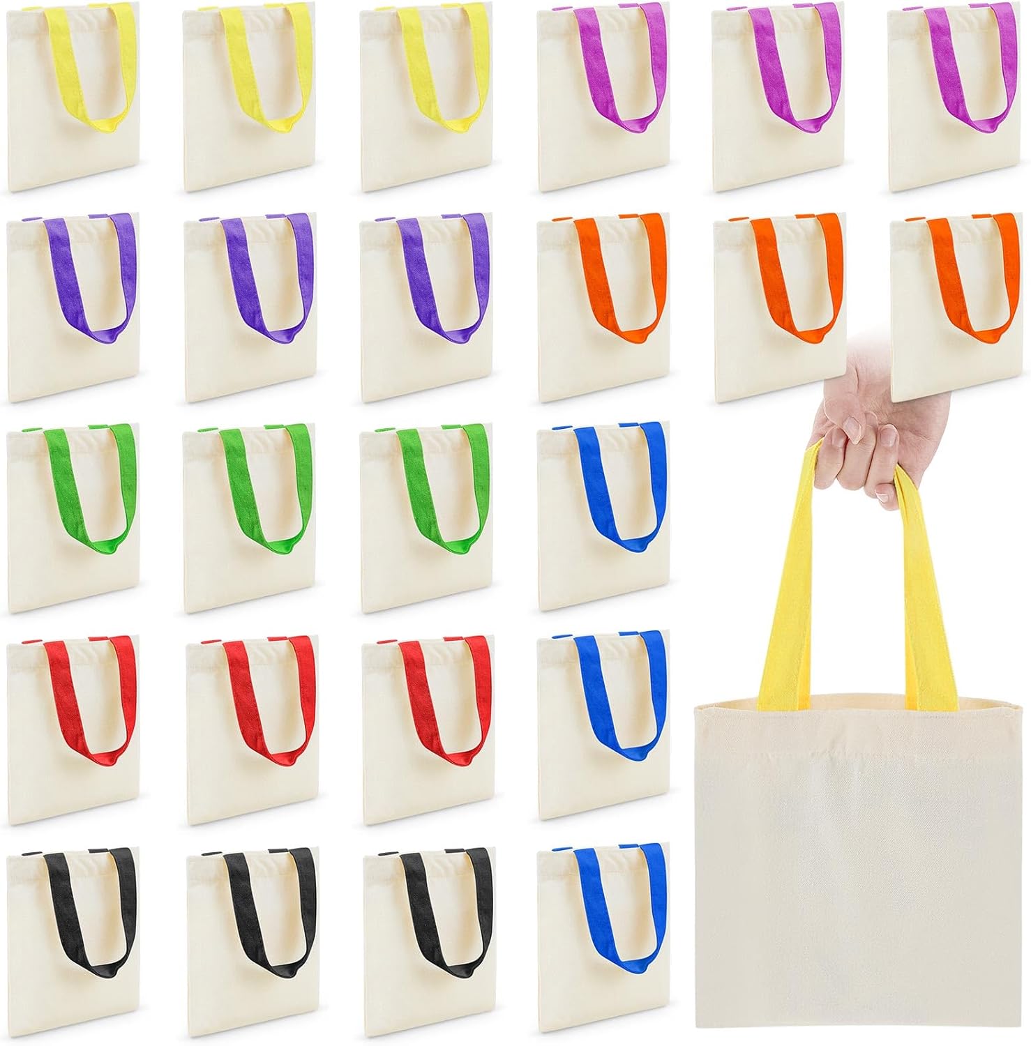 Amylove 24 mini bolsas de lona en blanco para sublimación, reutilizables, bolsas de comestibles, bolsas de bricolaje para fiestas y eventos (natural