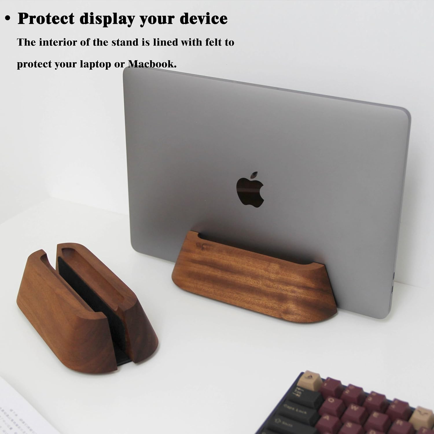 Soporte de madera para laptop, ajustable para escritorio, se adapta a laptops de 0.4 a 1.2 pulgadas, resistente y duradero, almohadillas