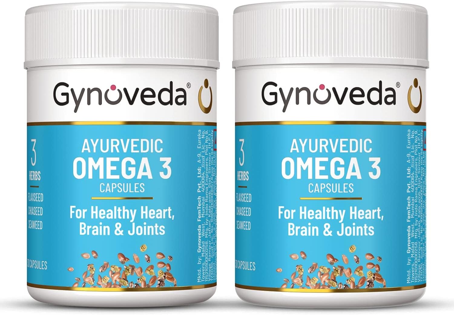 Vitation Store Ayurvedic Omega 3 cápsulas para hombres y mujeres saludables para corazón, cerebro y articulaciones (paquete de 2, 60)