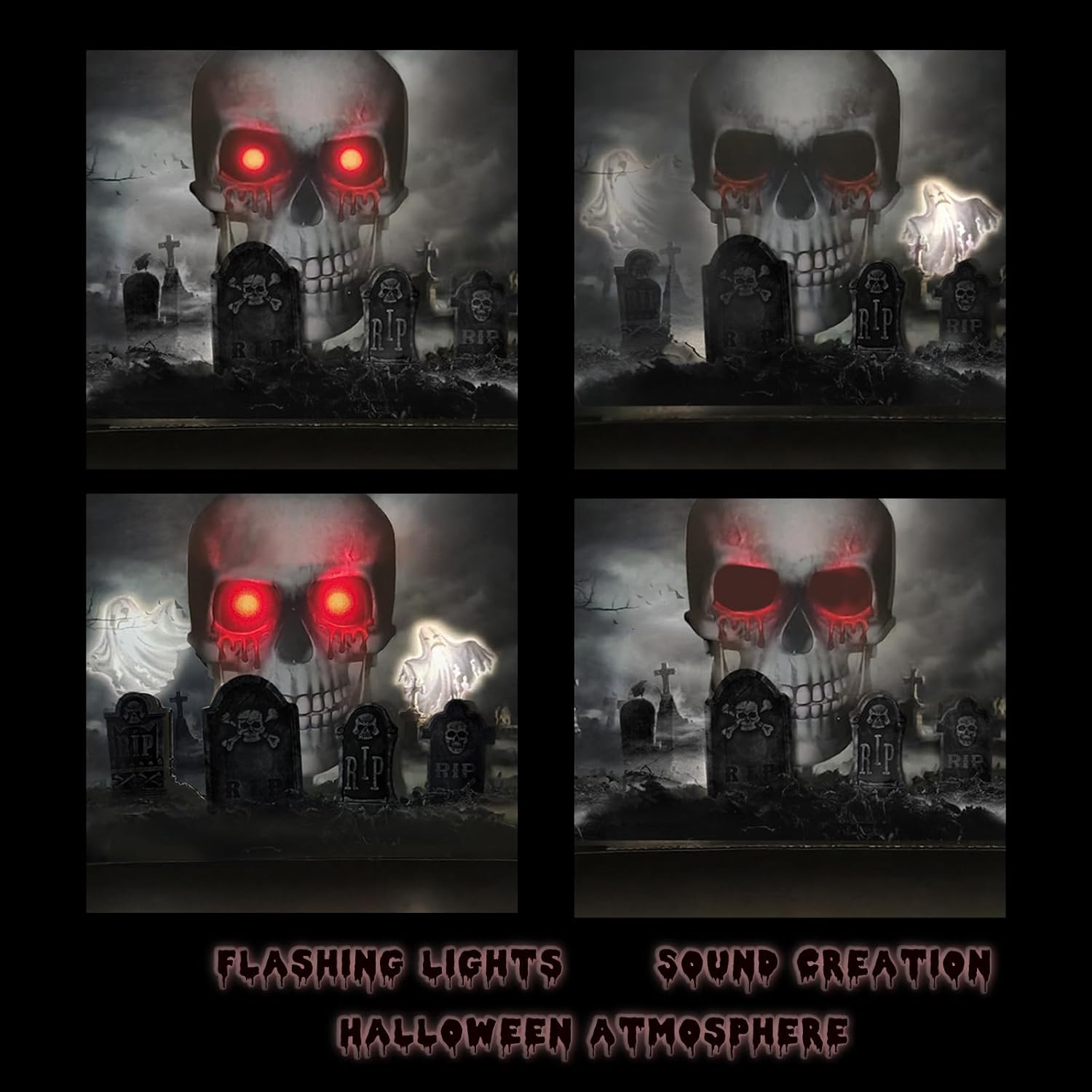 Tarjeta de felicitación 3D de Halloween con luz y música, para niños, amigos, novio, novia, marido, él, mujeres, cráneo, truco o trato, fantasma,