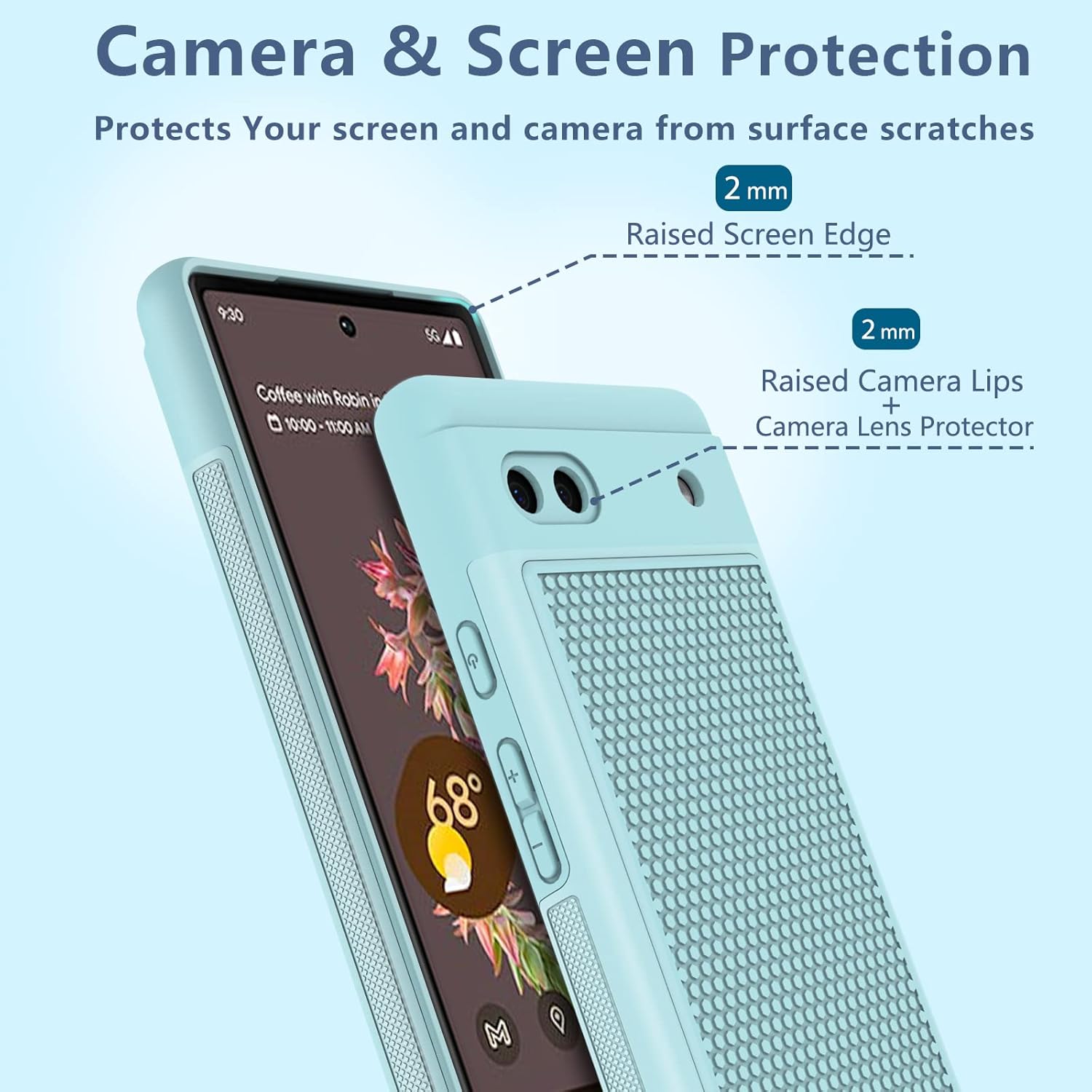 JXVM Funda para teléfono Google Pixel 6a funda protectora de doble capa resistente para teléfono celular, a prueba de golpes, con parte trasera