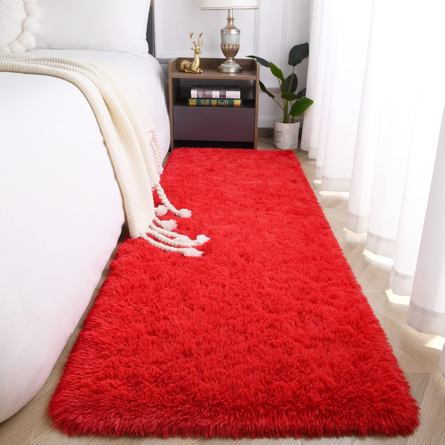 Jelymark – Alfombra de interior peluda, mullida y supersuave para dormitorio, de 2 x 6pies, para sala de estar, decoración del hogar, dormitorio y