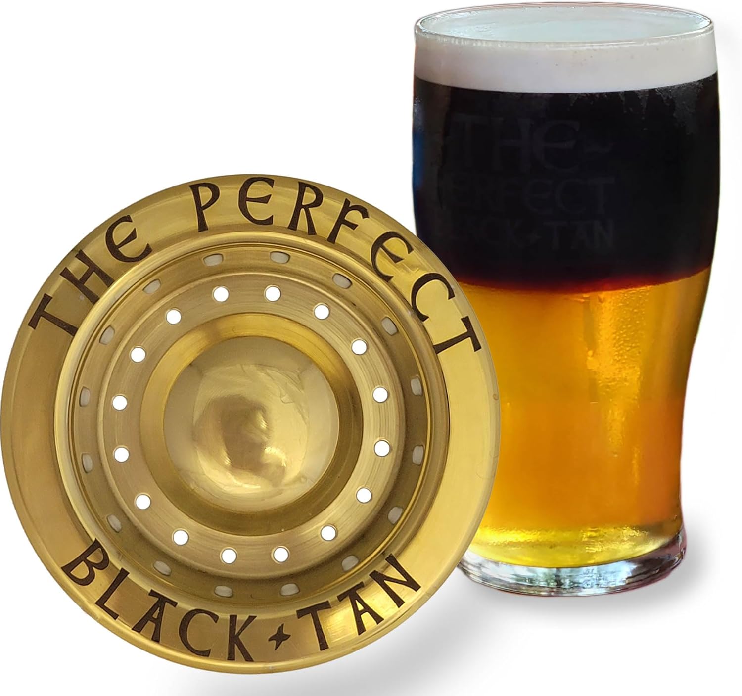 La herramienta perfecta de capas de cerveza negra y tostada – Accesorio de camarero para cócteles de cerveza en capas (acero inoxidable PVD dorado)