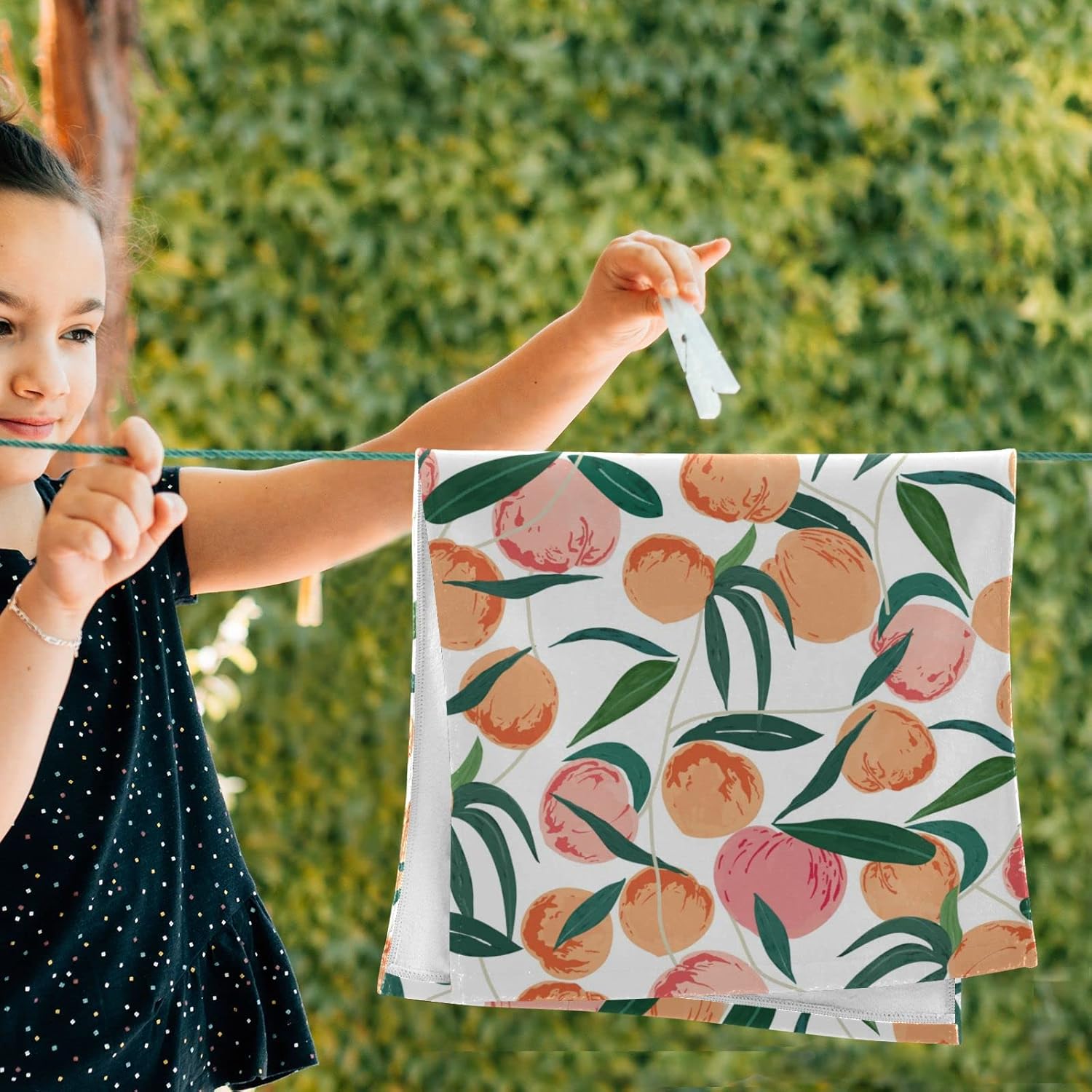 Juego de 2 toallas de mano para baño, acuarela, rosa, naranja, melocotón, suaves, absorbentes, hojas verdes, toallas de cocina, toallas decorativas
