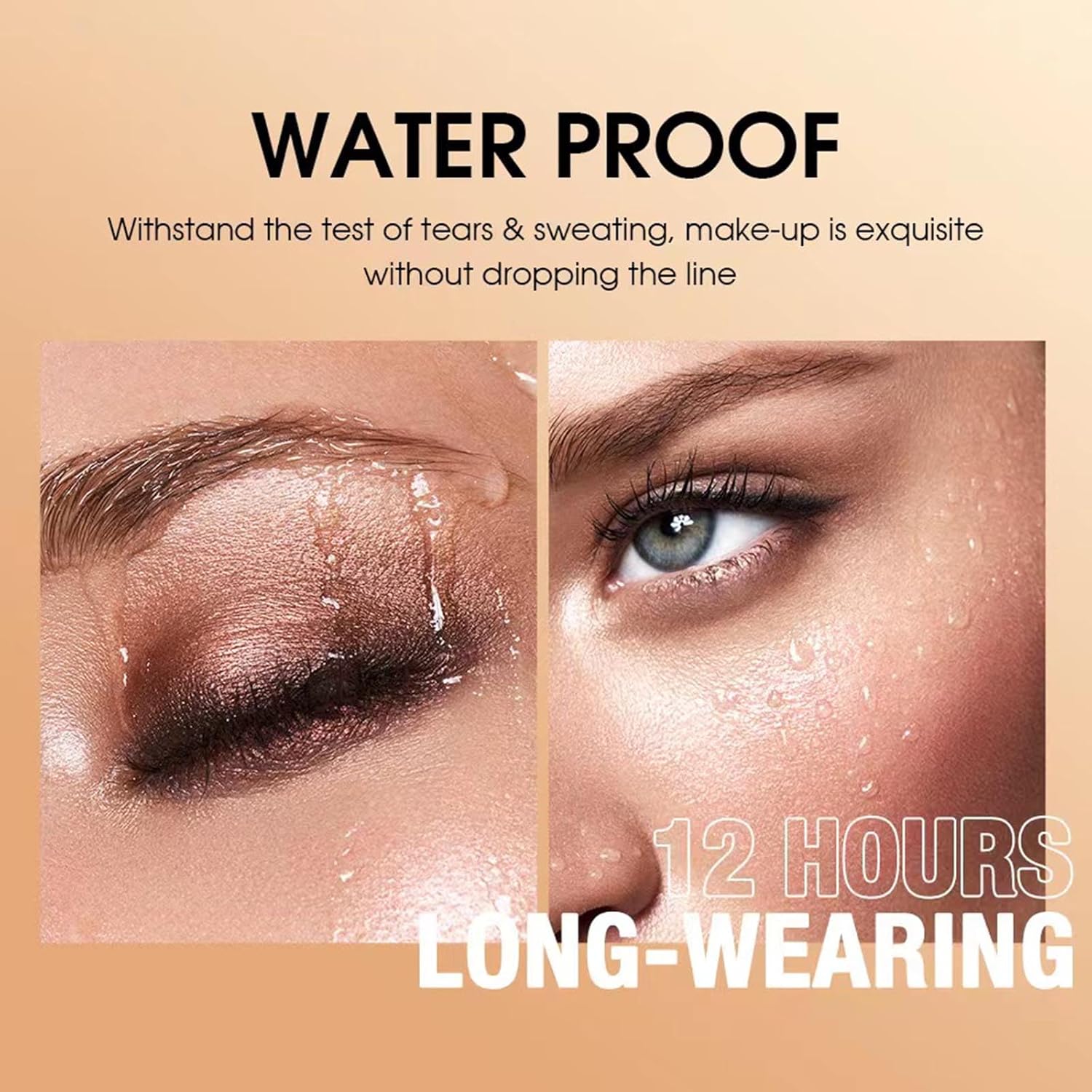 Metiplou Sombra de ojos en barra impermeable con esponja mezcladora, aplicación duradera y sin esfuerzo, fórmula a prueba de manchas y arrugas,