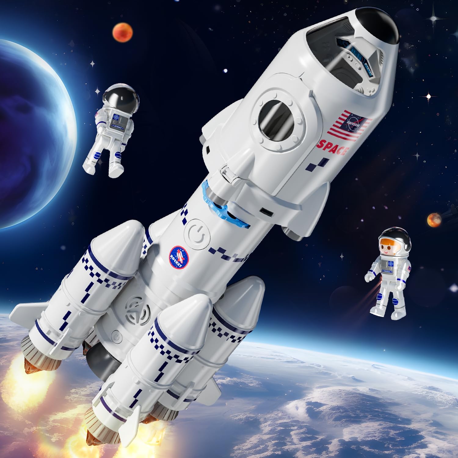 Doloowee Transbordador espacial Juguetes de cohete para niños de 3, 4, 5, 6, 7, 8, 9 años – Juego de juguetes espaciales STEM – Juguetes educativos