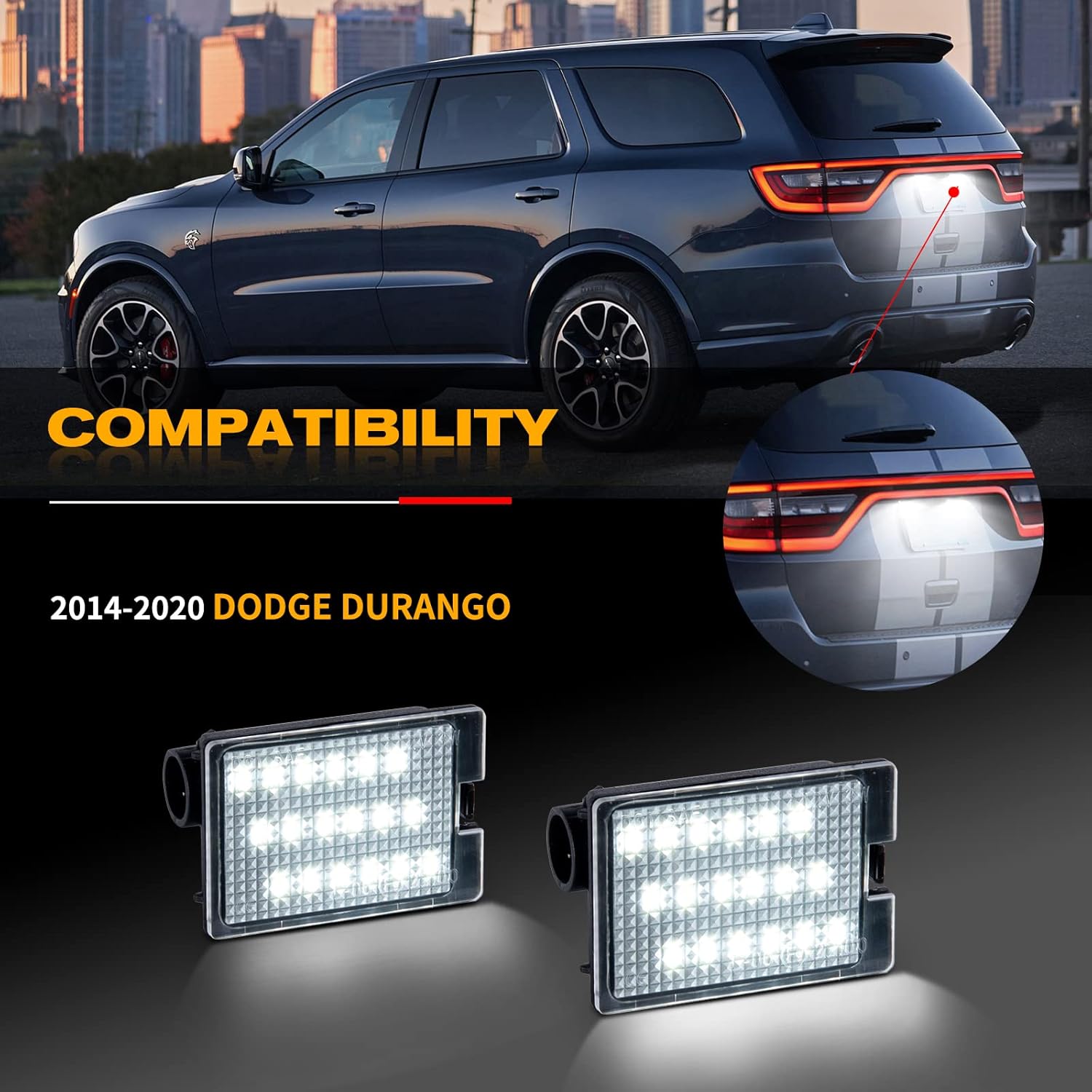 Gempro Luces LED para matrícula, lámparas traseras para camioneta Dodge Durango 2014 2015 2016 2017 2018 2019 2020 2021 2022