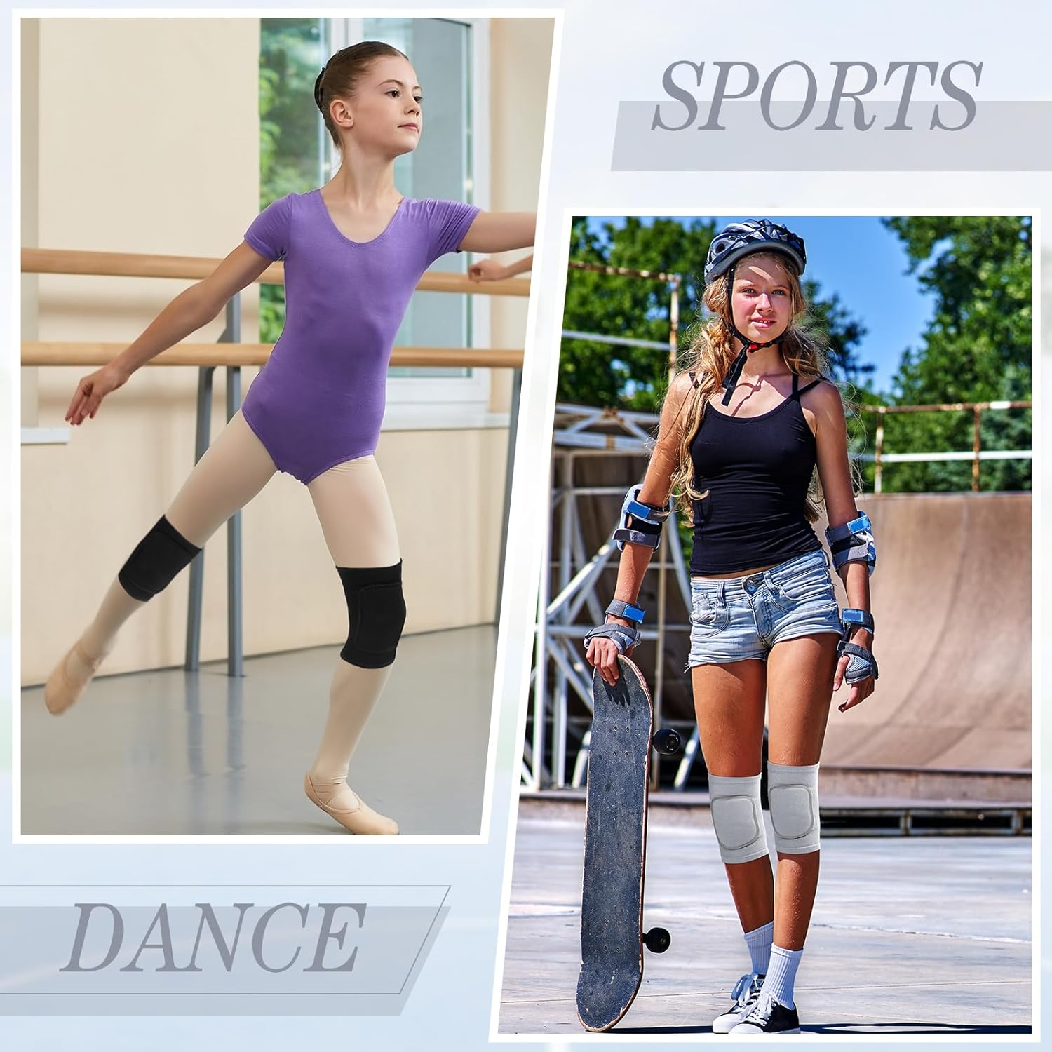 Zomiboo Rodilleras de esponja antideslizantes para niños, para bailar, voleibol, voleibol, rodilleras, suaves y transpirables, elásticas para