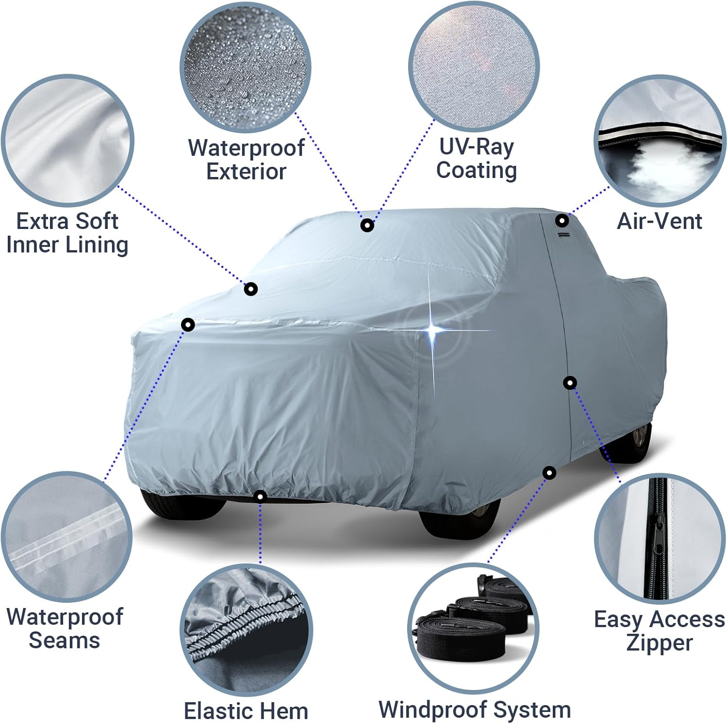 iCarCover Funda prémium para camioneta Ford F-250 1973-1986 Regular Cab de 8 pies de largo, impermeable, para todo tipo de clima, lluvia, nieve, UV,