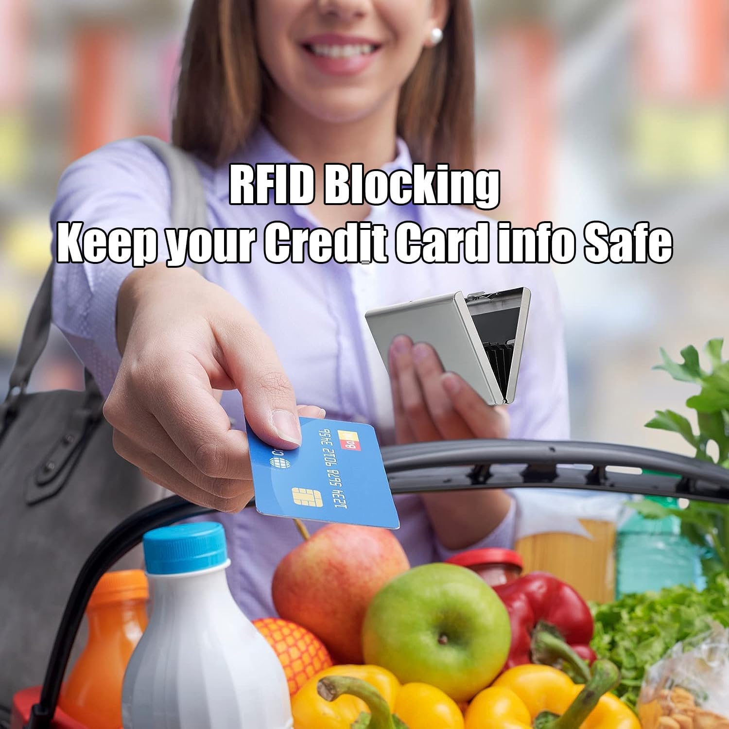Soporte para tarjetas de crédito, fundas protectoras de bloqueo RFID, cartera de metal para tarjetas de crédito, soporte para tarjetas de visita