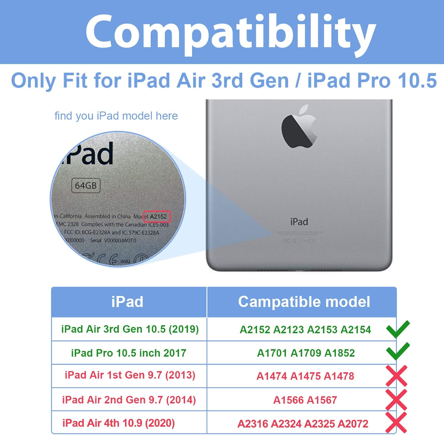 ProCase Funda para iPad Air 3 de 10.5 pulgadas 2019  iPad Pro 10.5 2017, funda protectora con soporte delgado, funda inteligente para iPad Air de