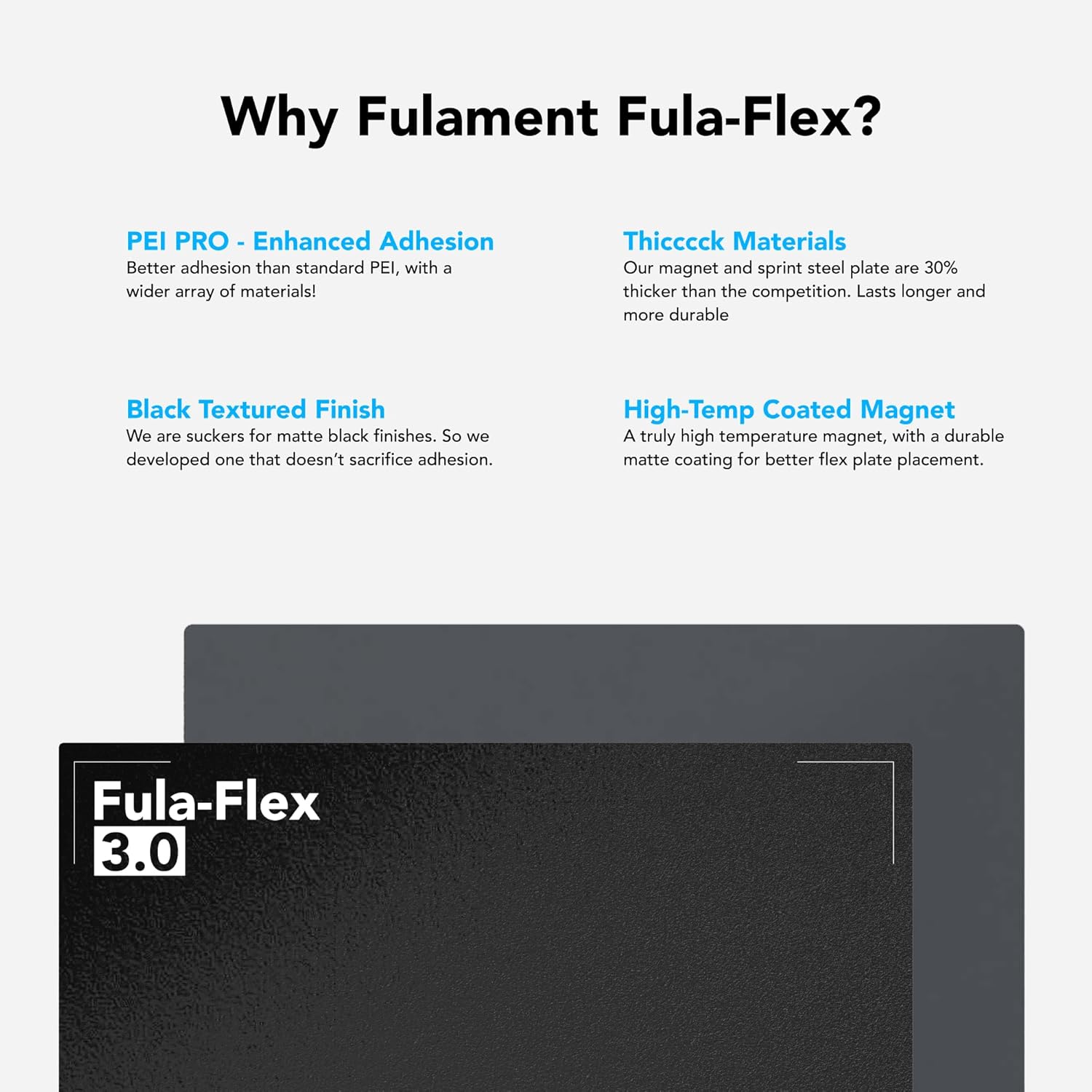 Fula-Flex texturizado PEI PRO – 40% mejor adherencia que PEI – Artillery Sidewinder X1  X2, Creality CR-10  S Flex Plate Hoja de construcción