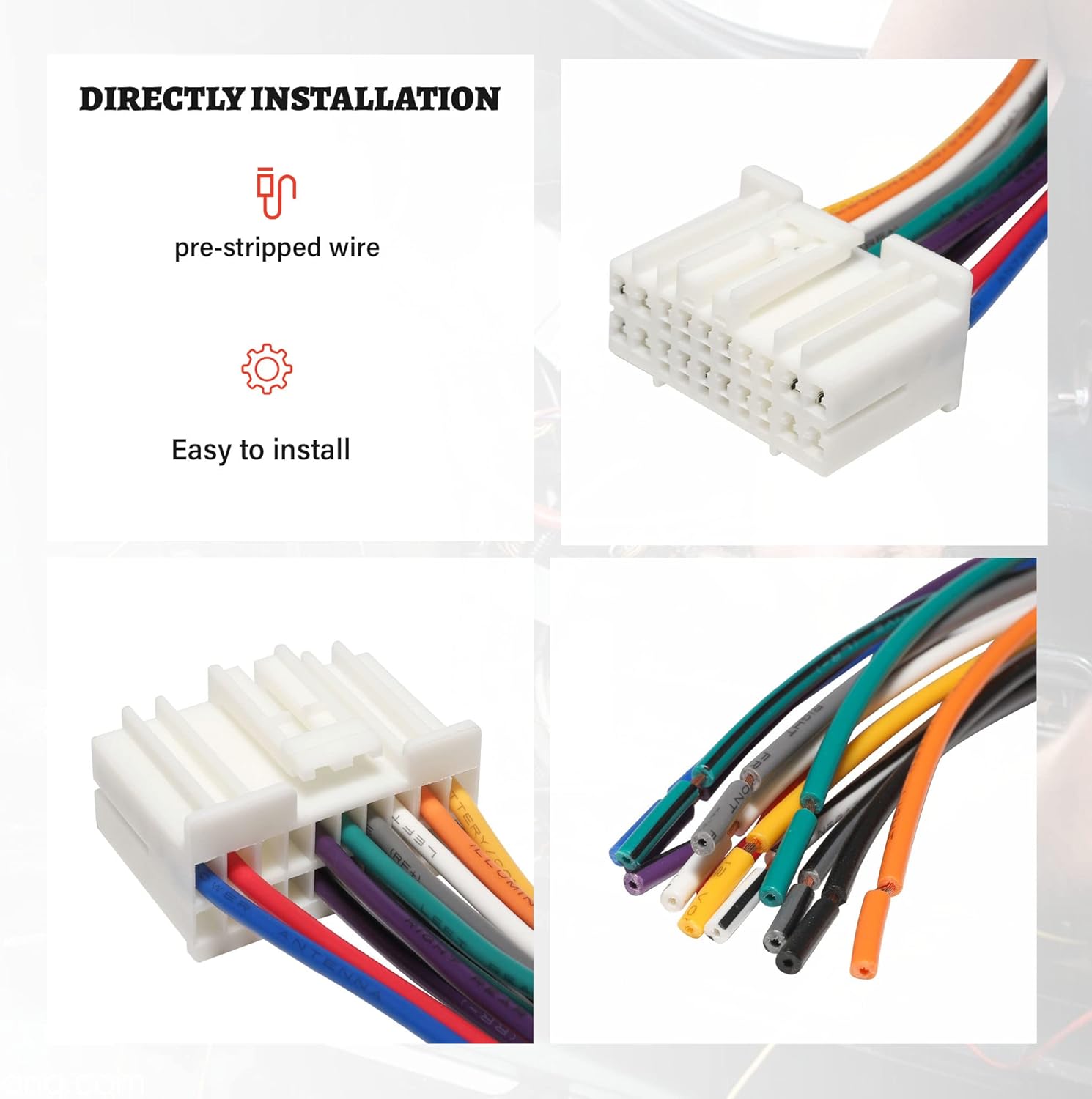 RED WOLF Adaptador de conector hembra de arnés de cableado inverso para radio de automóvil, reemplazo de cable OEM de fábrica, compatible con Honda