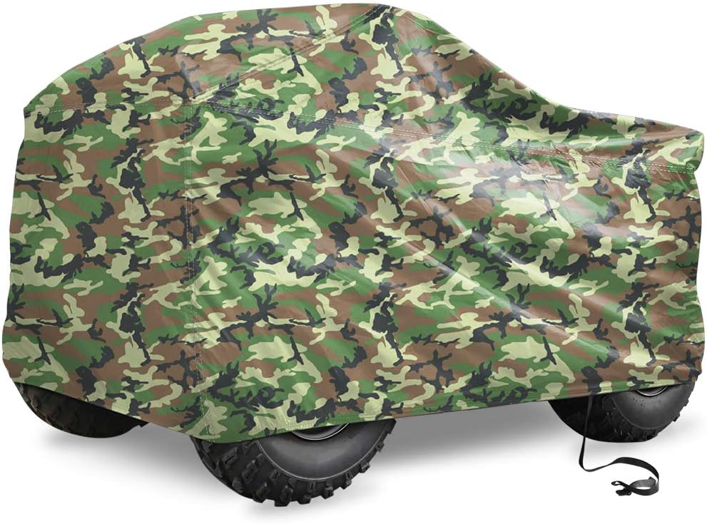 X AUTOHAUX Protector impermeable para todo tipo de clima, cuatrimoto, cubierta de 4 ruedas, ajuste universal, camuflaje con revestimiento plateado