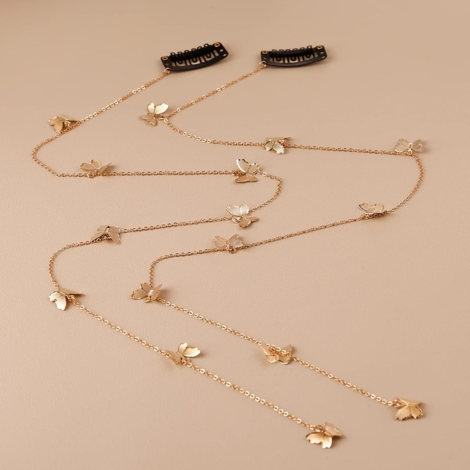 FRDTLUTHW Joyería de mariposa para trenzas, cadena de cabello dorada para mujeres y niñas (paquete de 2)