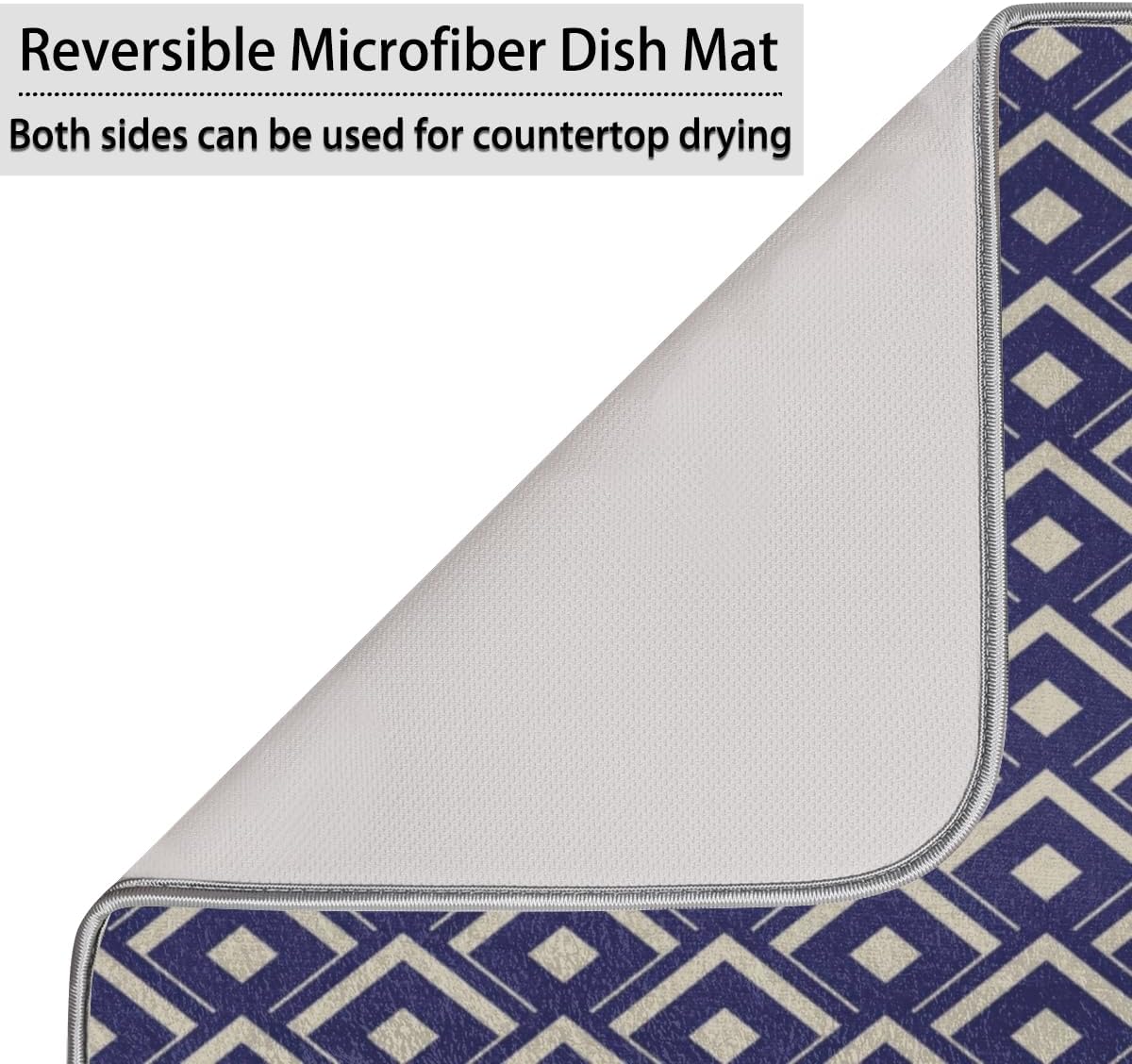 Rhombus Geometry – Tapete de secado de platos absorbente para encimera de cocina, tapete de secado antideslizante de microfibra con lazo para