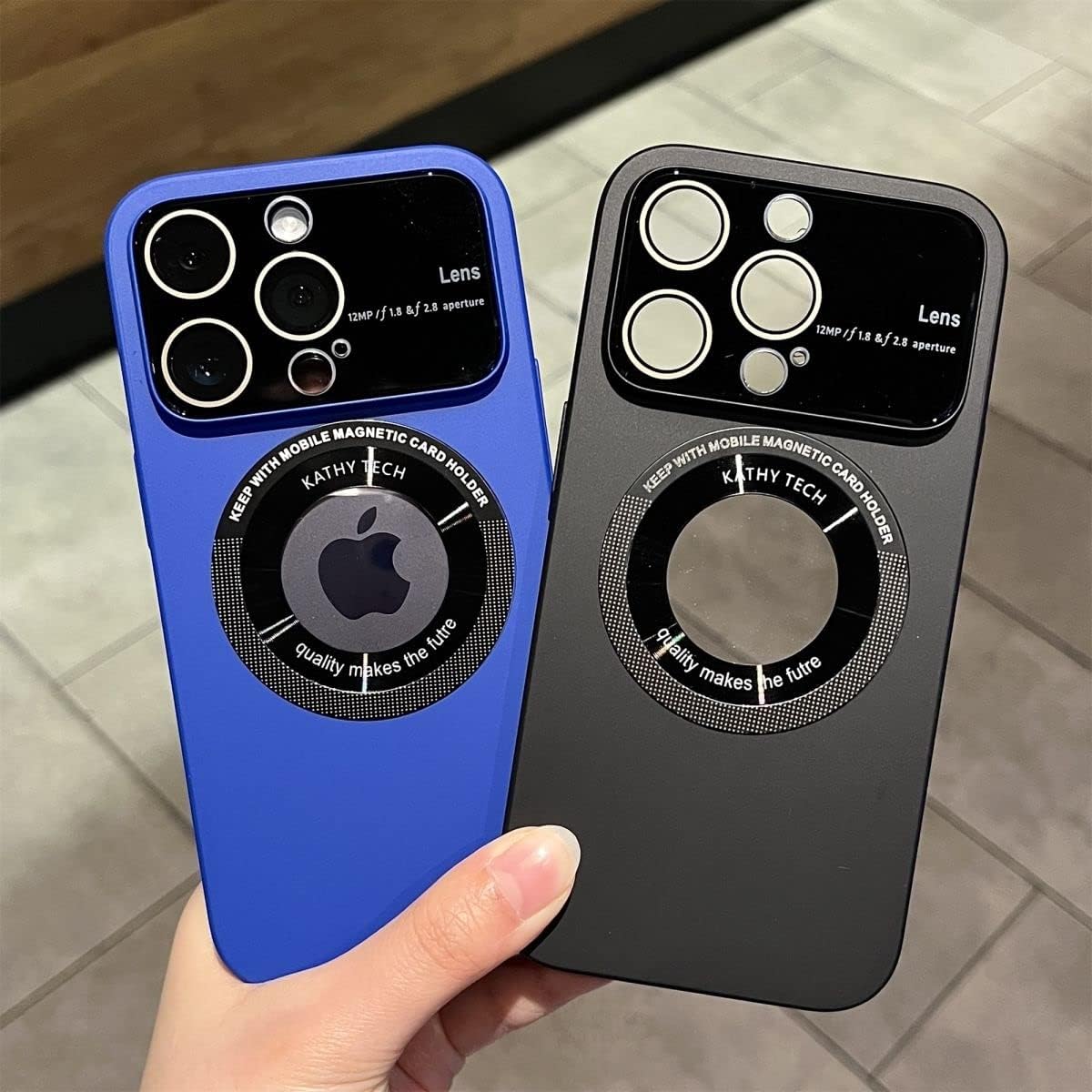 LOOBIVAL Funda magnética para iPhone 13 Pro, vista del logotipo, protector de cámara de lente de vidrio para ventana, compatible con Magsafe, fundas
