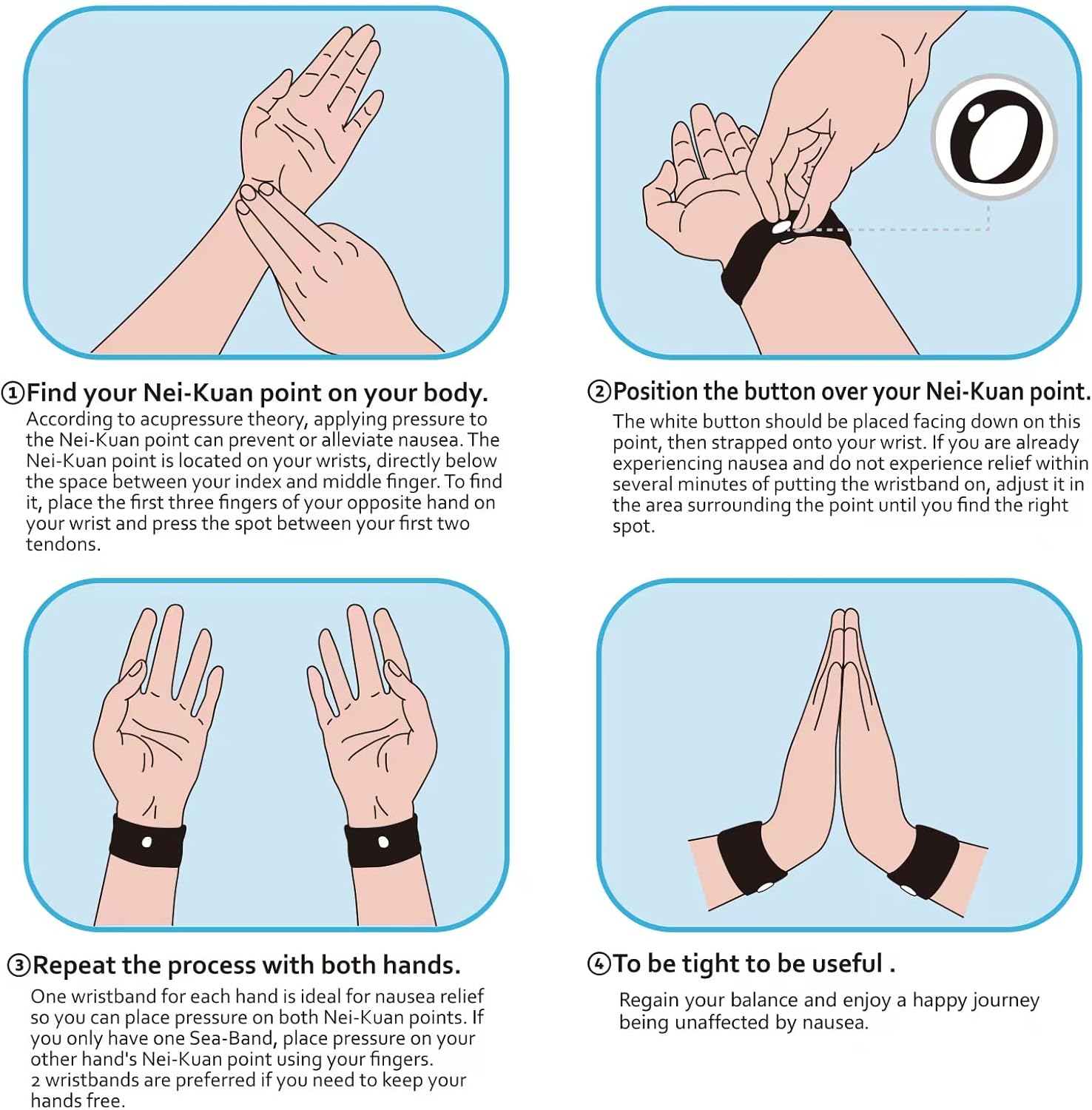 Bandas de mareo por movimientopulsera de náuseas de acupresión para náuseas, pulseras de mareo para alivio natural de las náuseas matutinas, mareos,