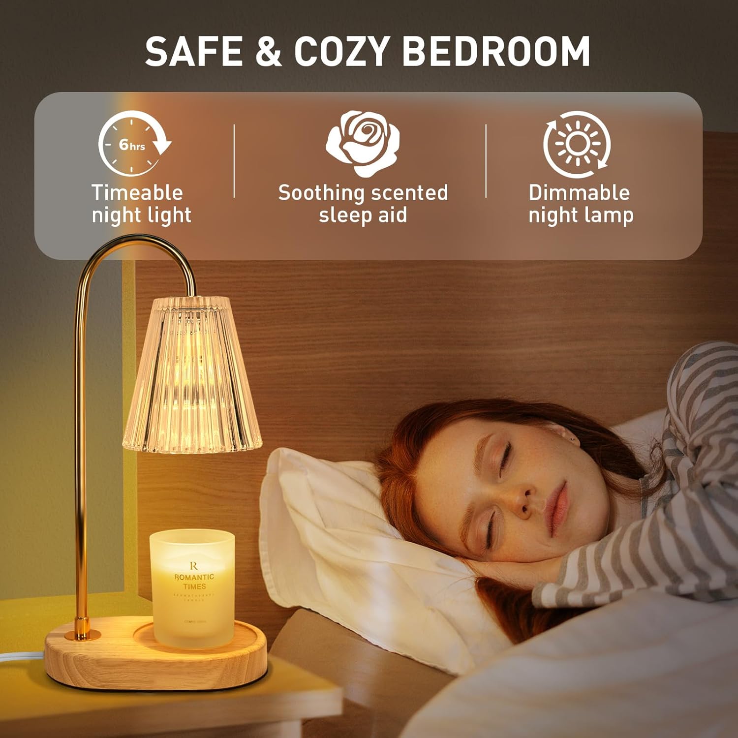 Lámpara calentadora de velas eléctrica con fragancia con 2 bombillas, temporizador y regulador de intensidad de 4 niveles, compatible con todas las