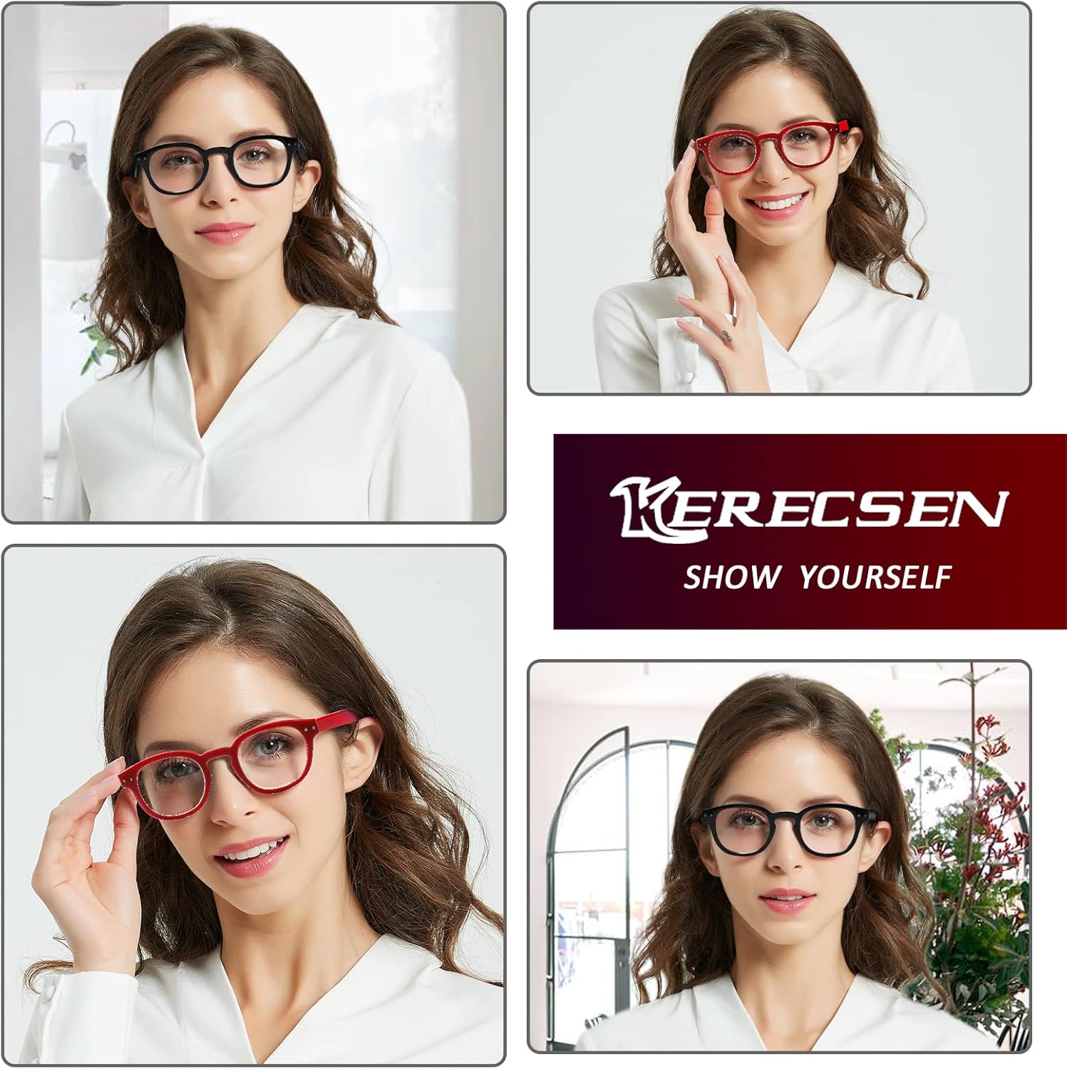 Kerecsen – Juego de 6 anteojos de lectura de gran calidad con bisagra de resorte