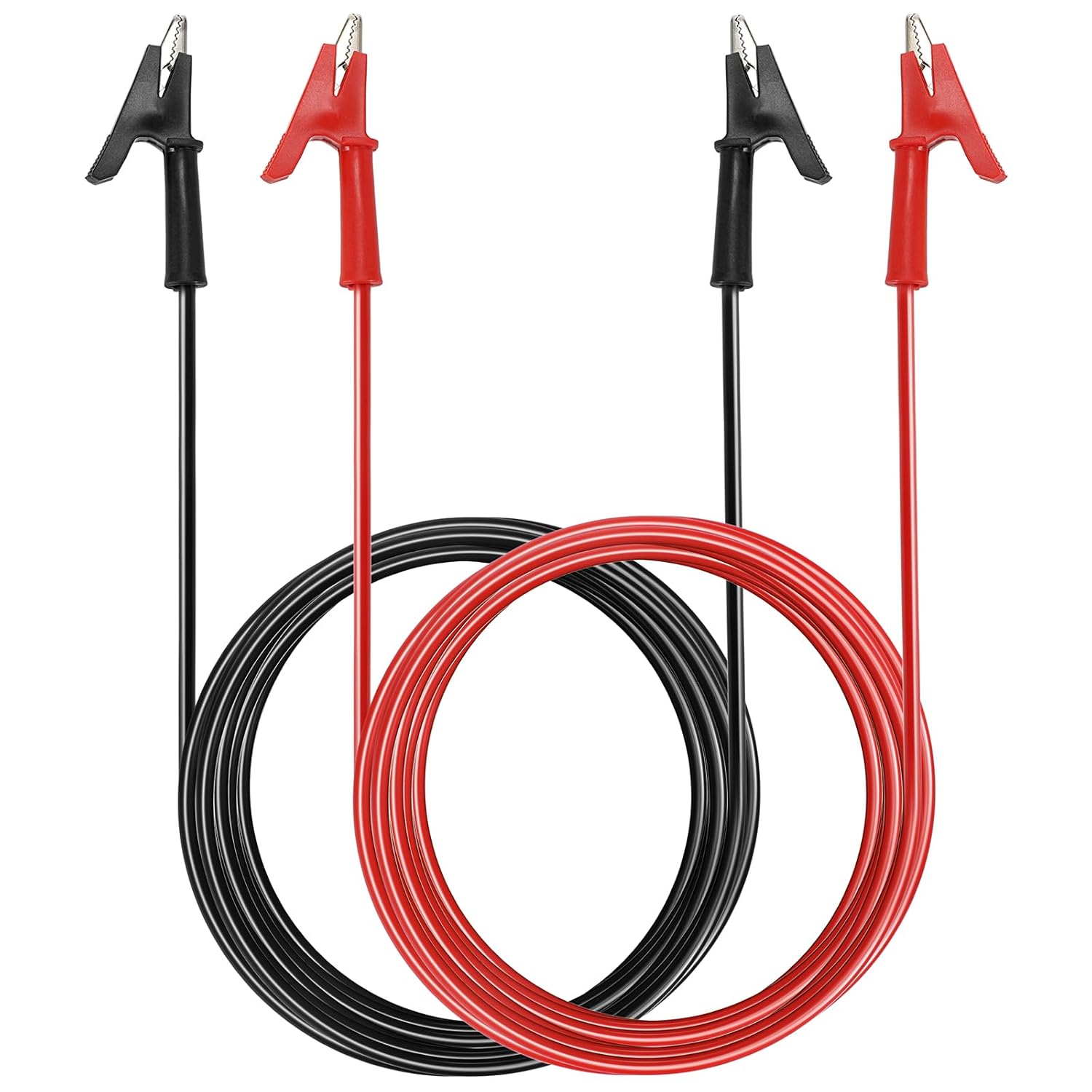 Sumnacon Clips de cocodrilo de doble extremo, cable de cable de prueba de 15 A con clips aisladores, 2 cables flexibles de prueba de 6.6 pies6.6 ft