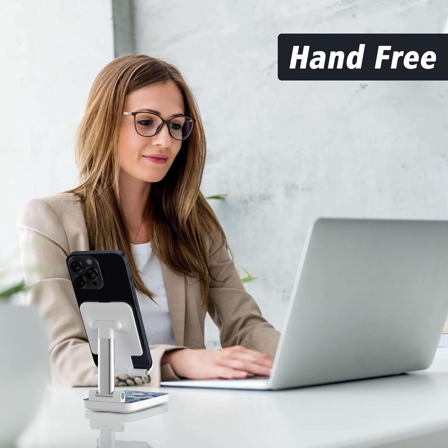 Heainaiyoo Soporte plegable para teléfono celular, soporte de teléfono celular ajustable en altura en ángulo, soporte para teléfono para escritorio,