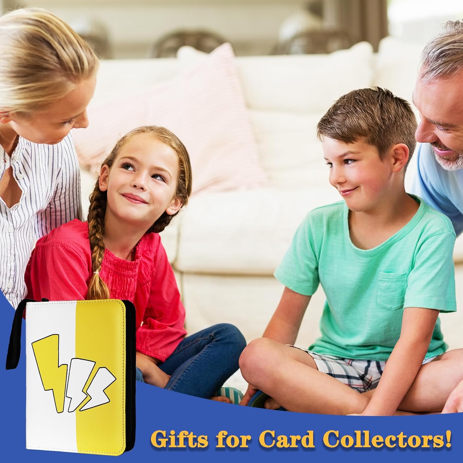 Carpeta de tarjetas para tarjetas, 4 bolsillos, 440 bolsillos, álbum portátil de coleccionista de tarjetas con 55 fundas extraíbles, tarjeta de