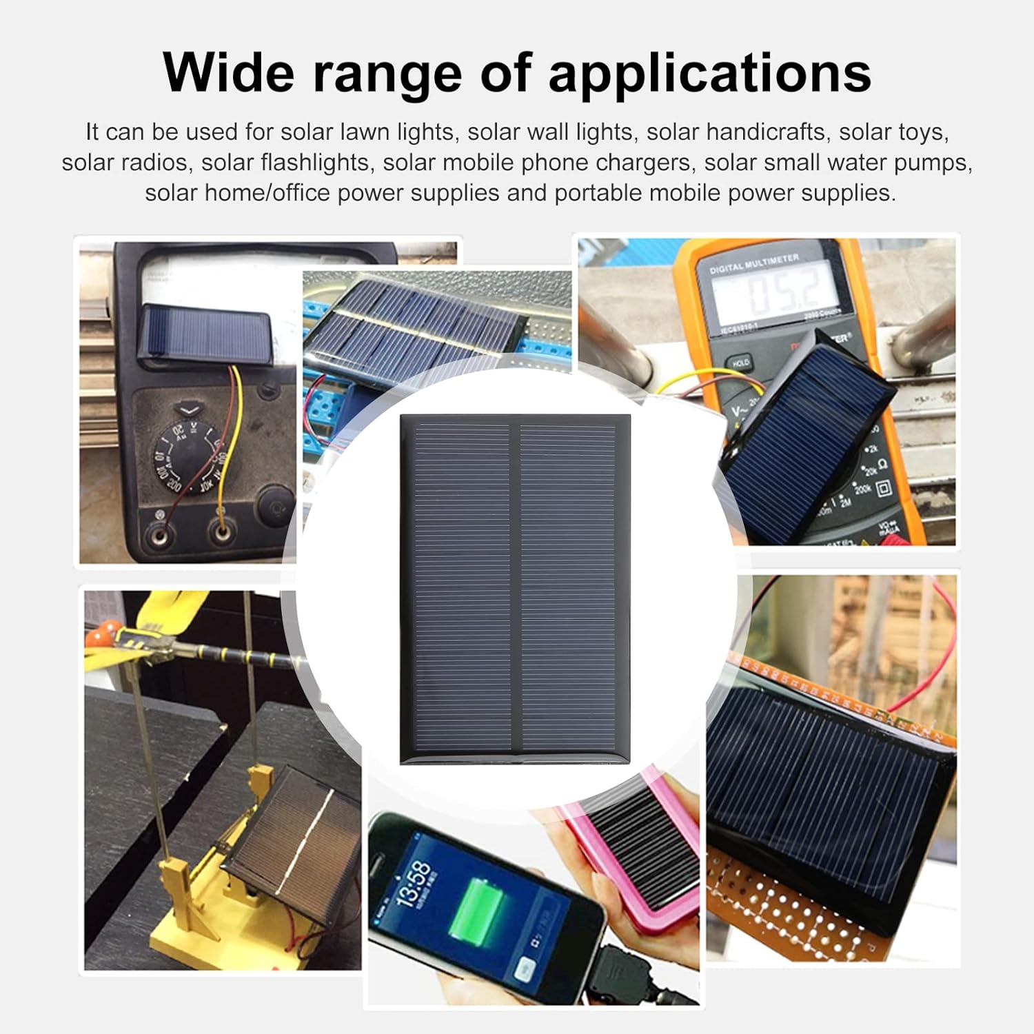 Micro paneles solares, 5 celdas solares fotovoltaicas de 5 V 200 mA de 4.331 in x 2.362 in  4.33 x 2.36 pulgadas