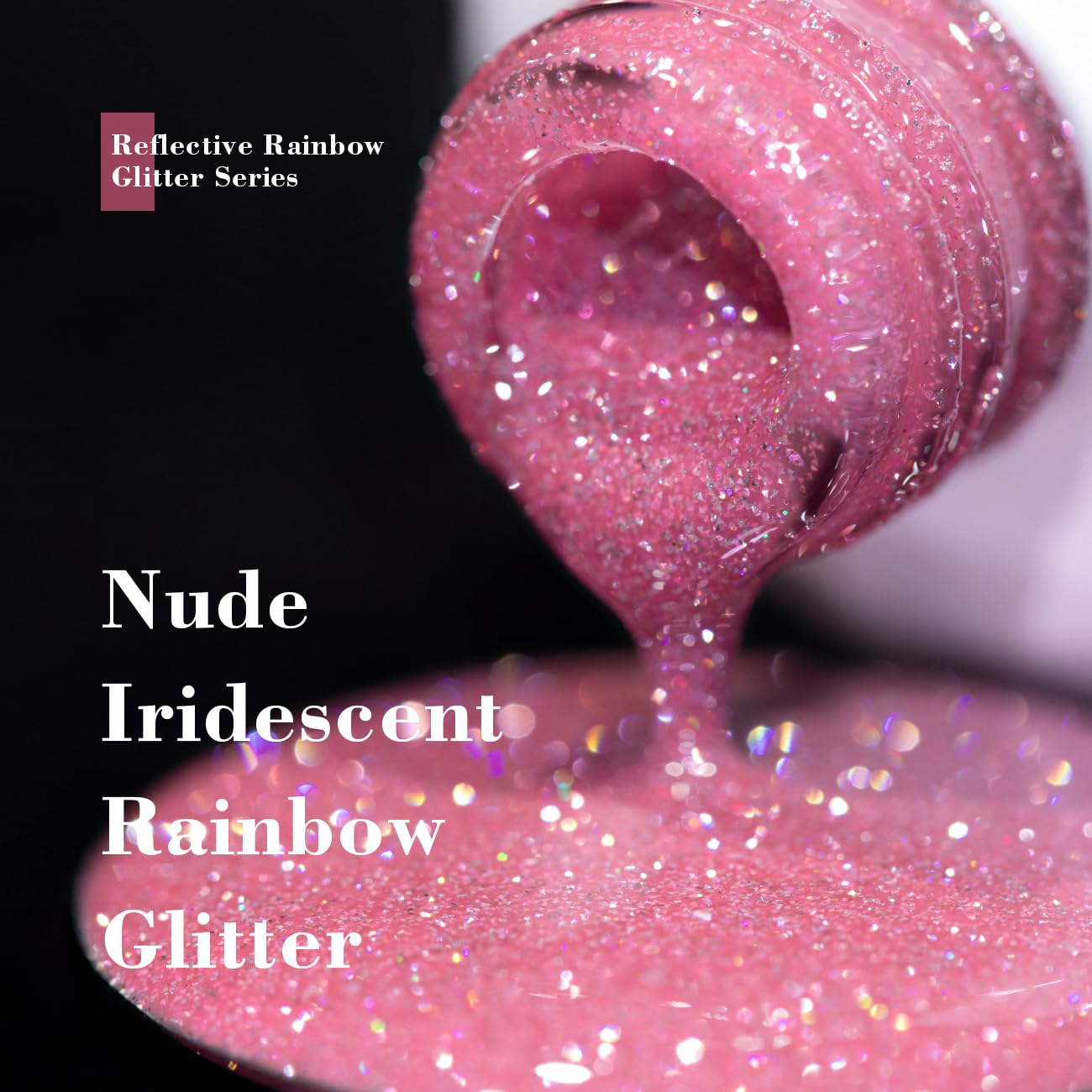 RARJSM Esmalte de uñas de gel con purpurina reflectante nude rosa rosa traslúcido, brillo de diamante, arco iris, plateado, pigmentos brillantes,
