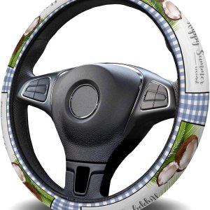Car Steering Wheel Cover, Summer Coconut Wood Grain Elastic Stretch Sponge Steering Wheels Protective Cover for Vehicles Trucks SUVs Universal Car Steering Wheel Cover, Summer Coconut Wood Grain Elastic Stretch Sponge Steering Wheels Protective Cover for Vehicles Trucks SUVs Universal