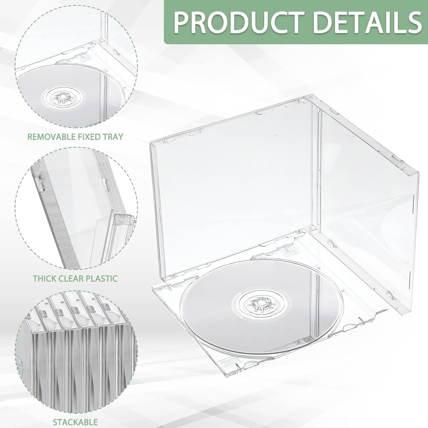 LEIFIDE 50 piezas de plástico CD Joya caso transparente de un solo disco DVD cubierta estándar CD DVD cubierta para protección reemplazo