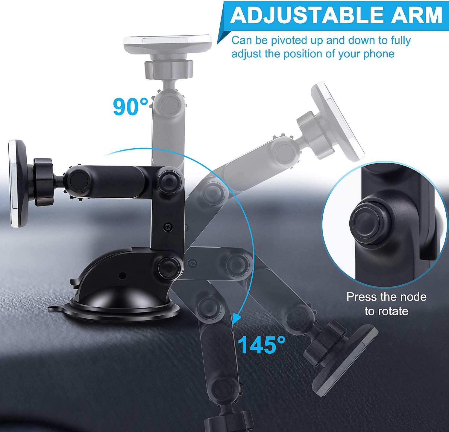 Soporte magnético para teléfono para automóvil, soporte universal para parabrisas de automóvil con ventosa mejorada de 3.2 pulgadas, 8 imanes