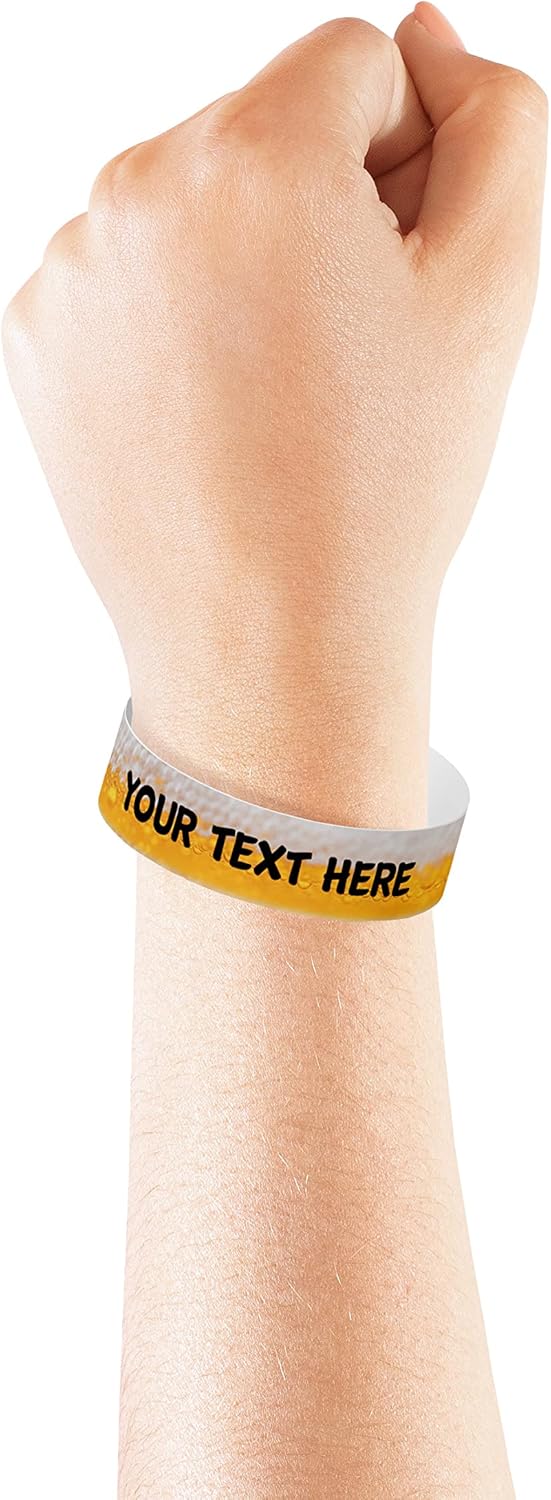 Pulseras personalizadas para eventos pulseras de identificación y seguridad de papel Tyvek (1000, cerveza)