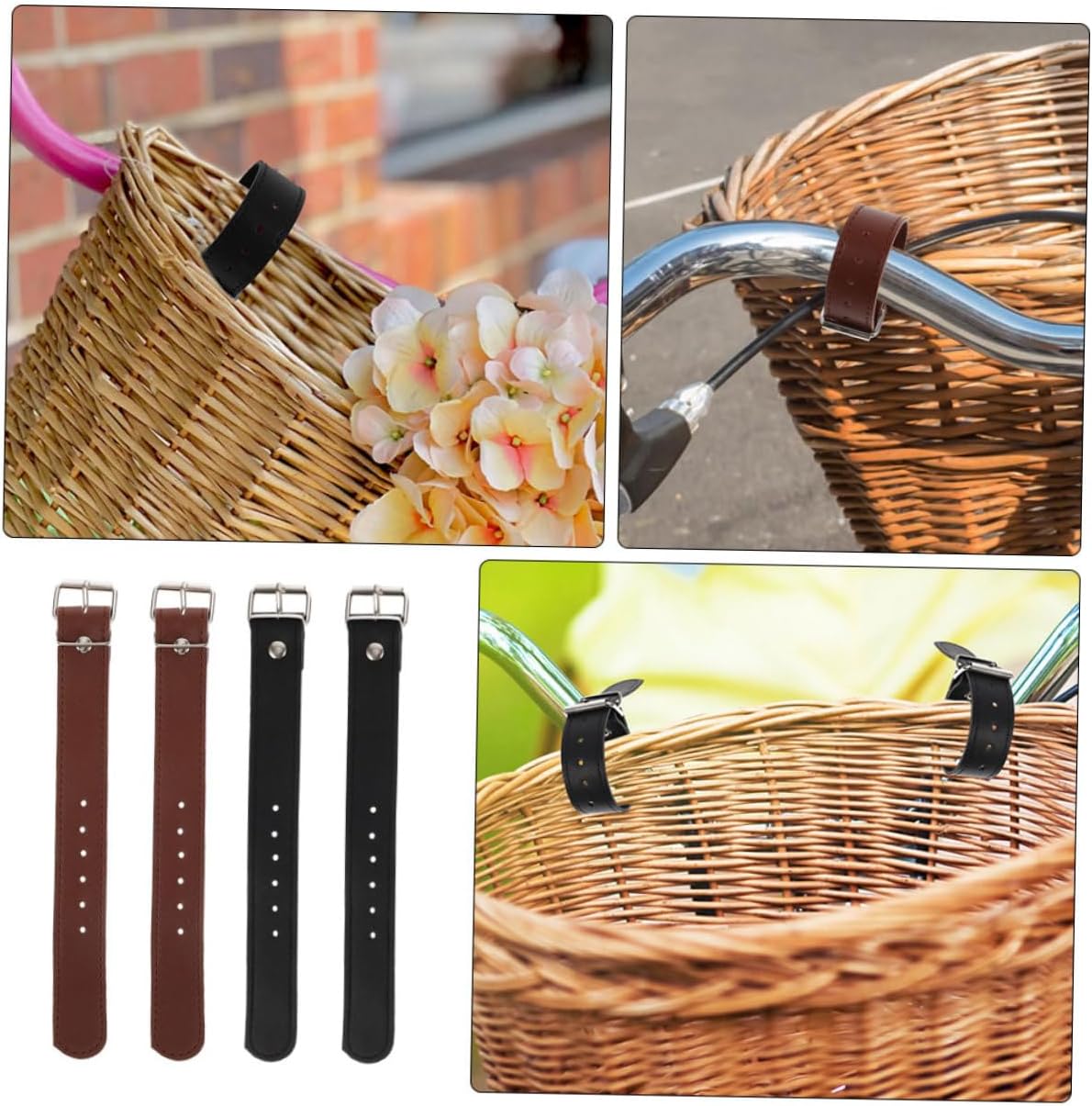 2 pares de correas de cesta de bicicleta para niños cesta de bicicleta para niños correa de cuero gruesa cesta de bicicleta correa de bicicleta
