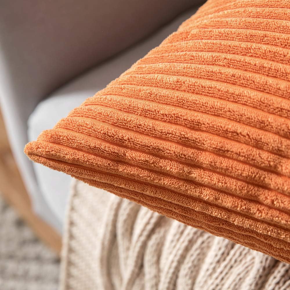 MIULEE – Juego de 2 fundas de almohada cuadradas de pana suave para otoño, fundas de cojín decorativas sólidas para sofá, dormitorio o automóvil, 22