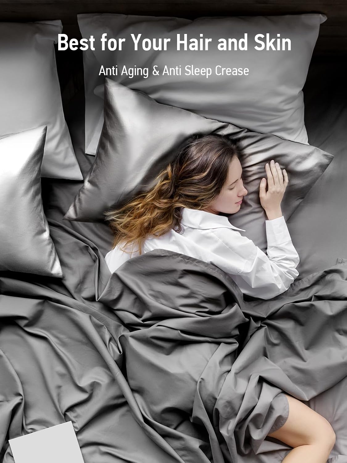 Paquete de 2 fundas de almohada de seda de morera para cabello y piel, 22 fundas de almohada de seda Momme con cremallera, seda de morera suave y