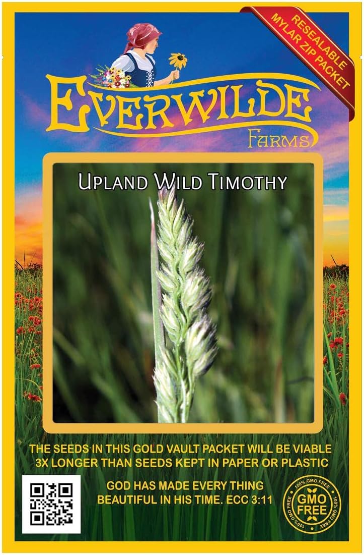 Everwilde Farms – 1000 semillas de hierba nativa Timothy silvestre Upland – Paquete de semillas jumbo Gold Vault