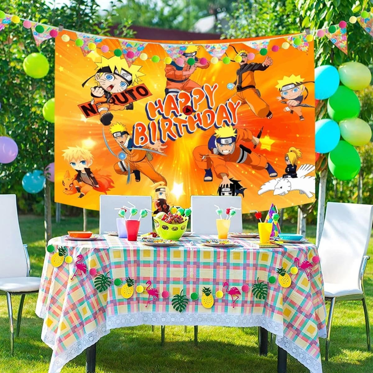 Decoración de fiesta de cumpleaños impresa, telón de fondo de anime, suministros de fiesta temática de juegos de anime, tapiz para colgar,