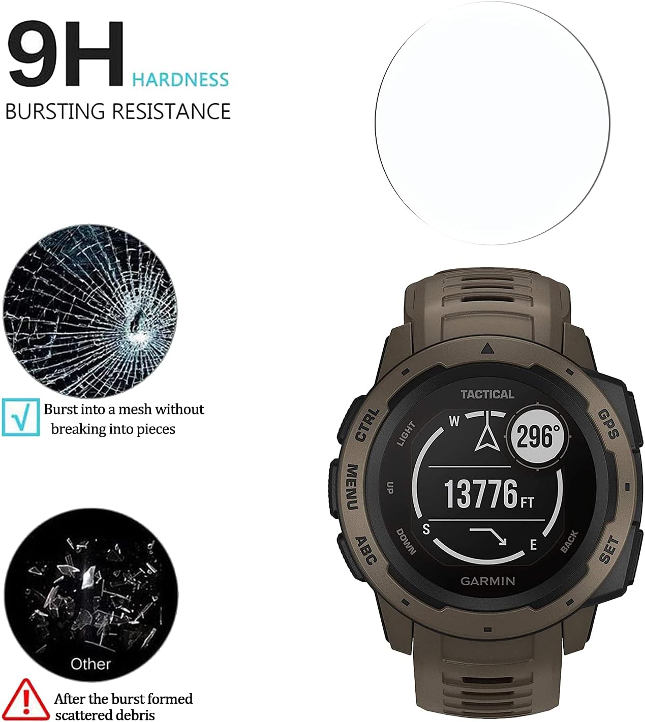 Protector de pantalla de cristal templado para Garmin Instinct Tactical  Antiarañazos, antirreflejos, antihuellas 4 unidades Protector de pantalla