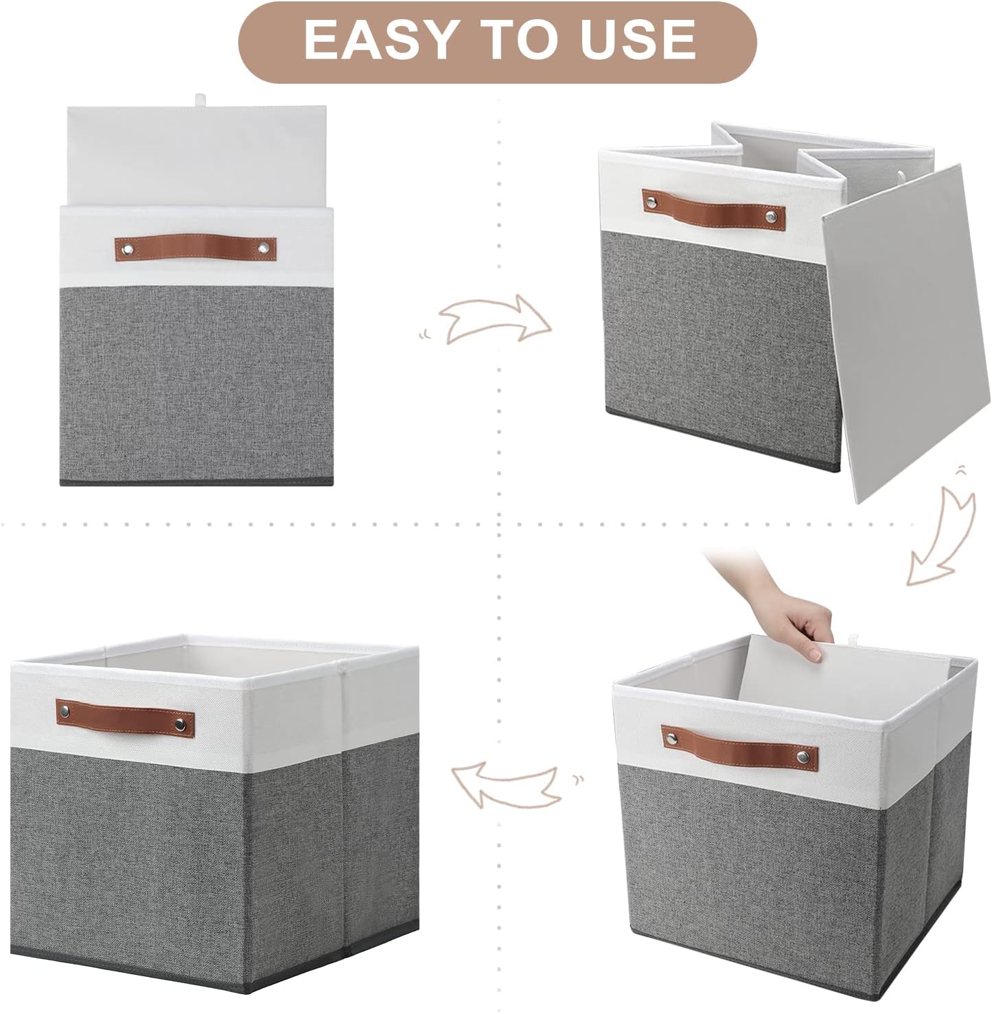 Cubos de almacenamiento de 11 x 11 pulgadas, paquete de 4 cubos de almacenamiento plegables para armario y caja de almacenamiento para ropa,
