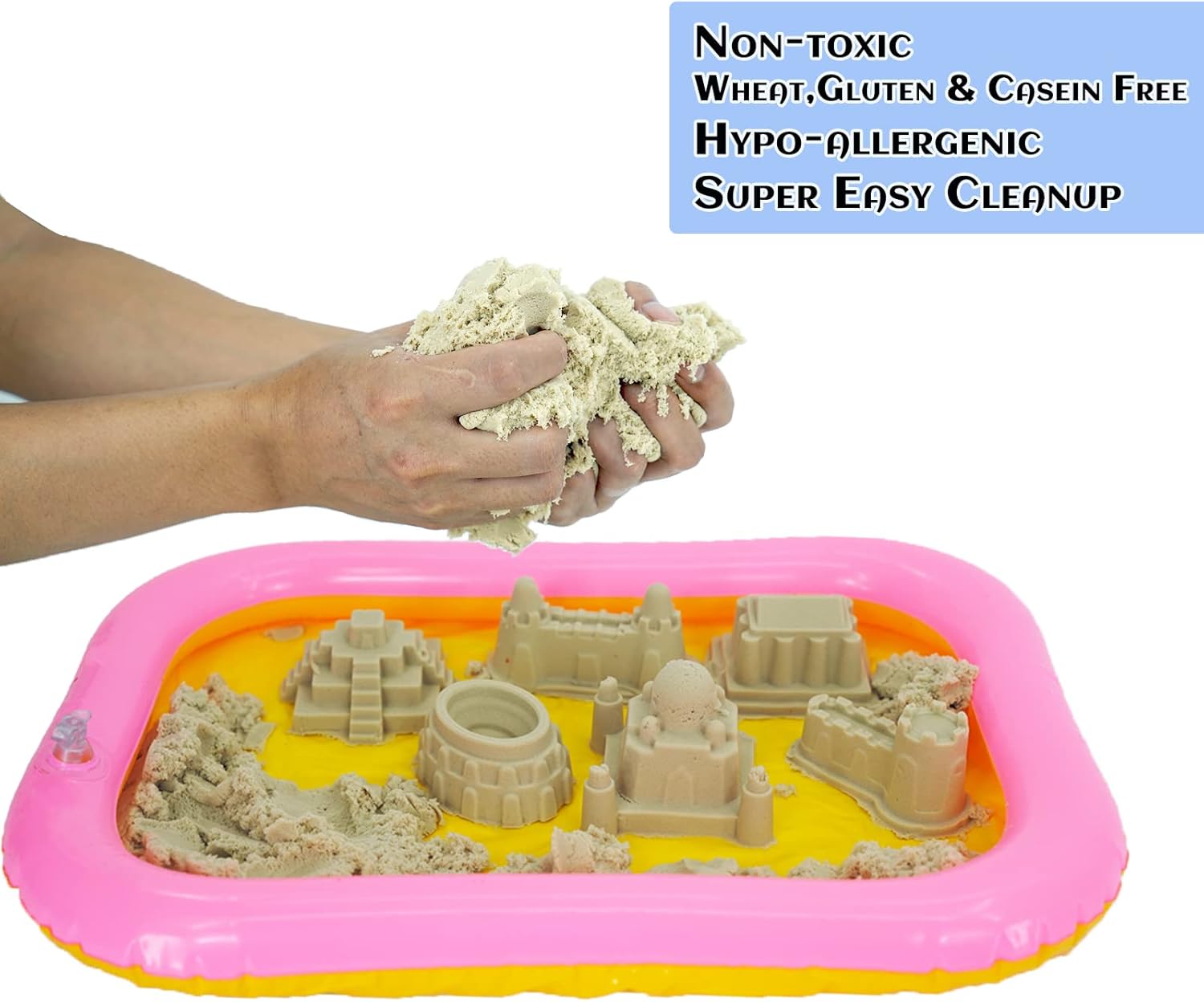 BEMYWJ Arena de juego para niños, la original arena sensorial moldeable, arena de potencia de 2.2 lbs, arena de algodón, moldea y creación de bolsa