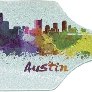 Ambesonne Austin Cutting Board, Texas Capital Skyline in Watercolor Splatters with Clipping Path White Outlined, Decorative Tempered Glass Cutting Ambesonne Austin Cutting Board, Texas Capital Skyline in Watercolor Splatters with Clipping Path White Outlined, Decorative Tempered Glass Cutting