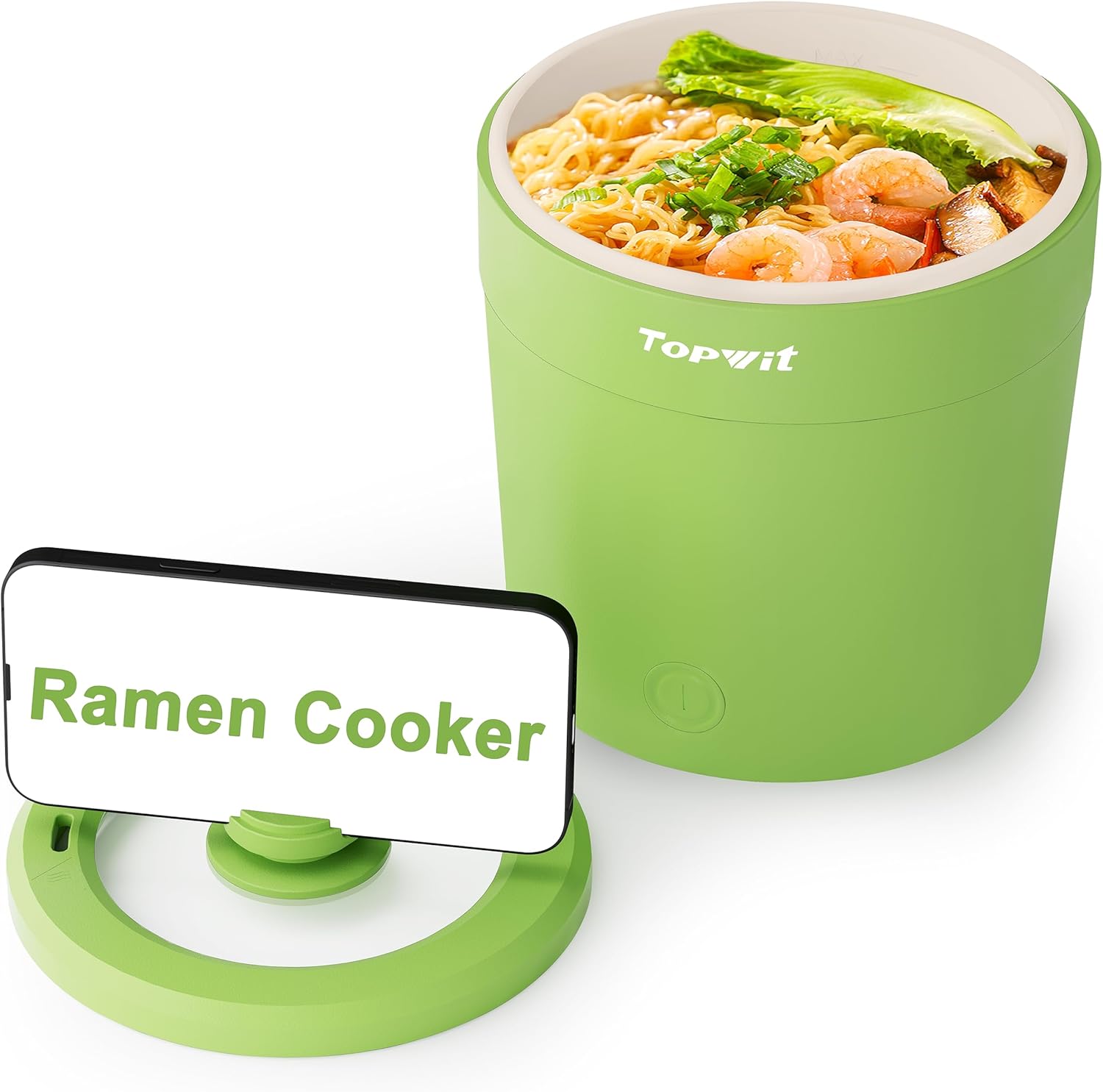 Topwit Ramen – Mini olla eléctrica de 1 litro, olla eléctrica de 500 W para fideos, olla portátil para pasta, bistec, huevo con protección contra