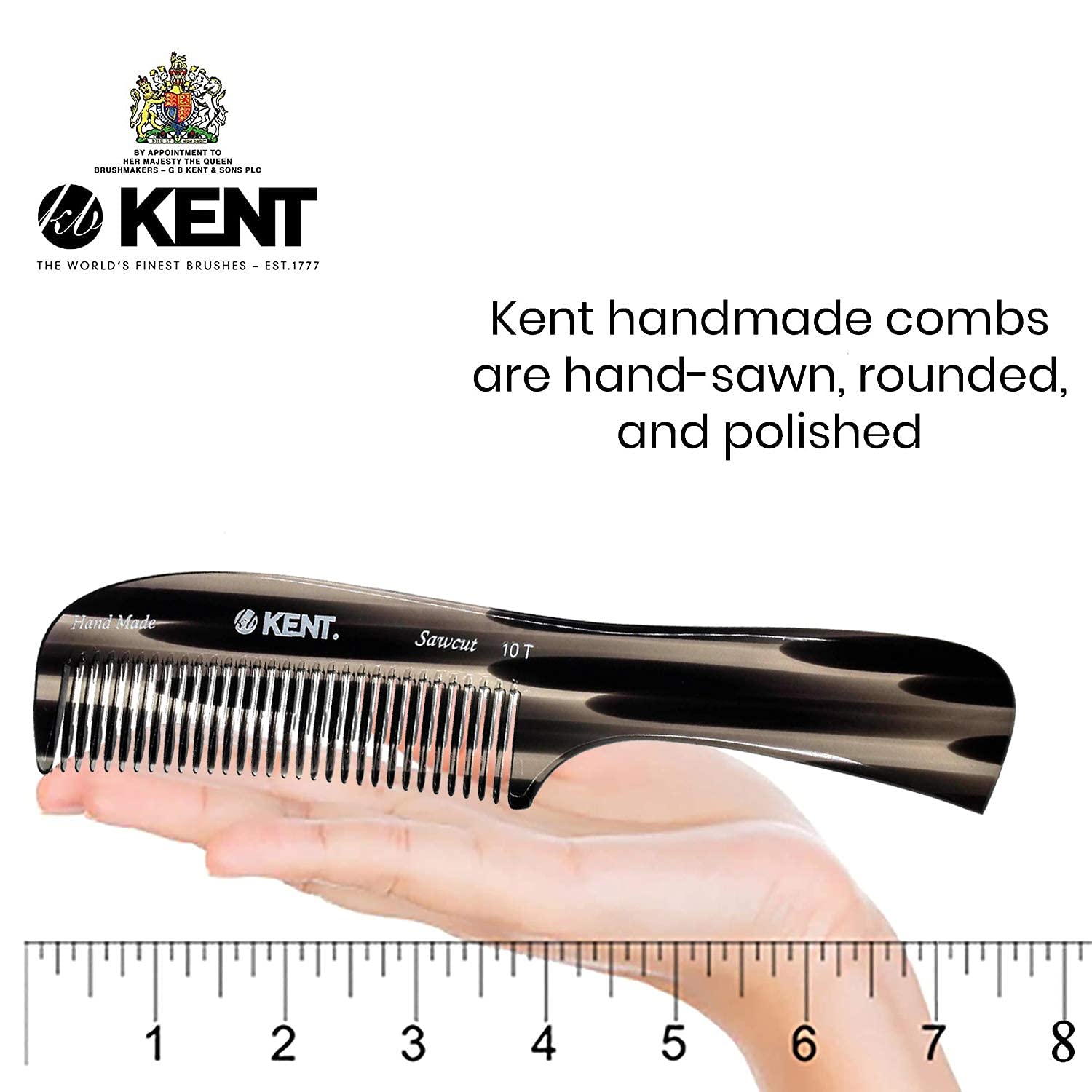 Kent Peine de dientes anchos grandes de grafito y carey 10T  Peine desenredante de cabello  peine de dientes anchos para cabello rizado  Peines para