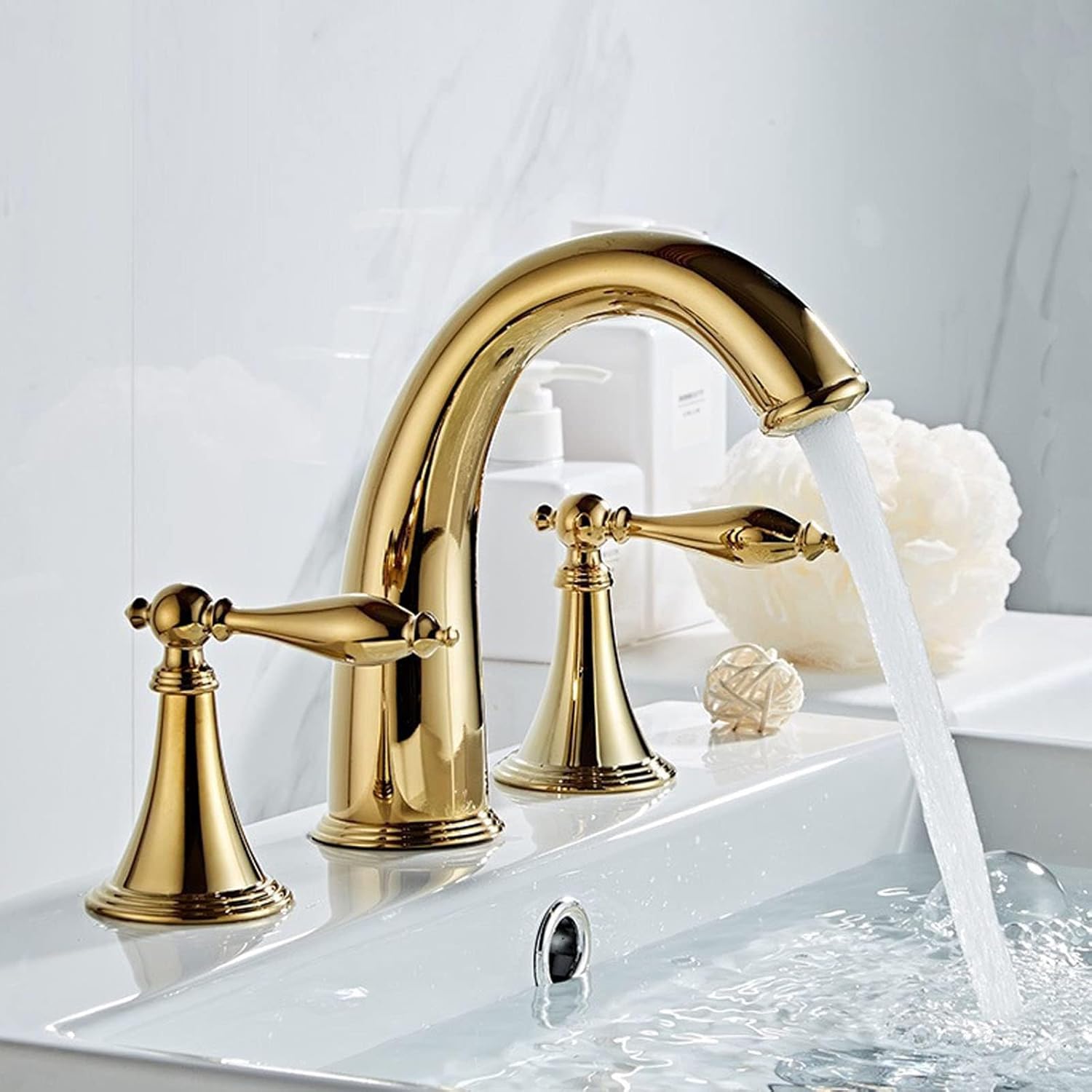 Grifos de baño para fregadero de 3 agujeros, grifo de baño de 2 manijas, Juego de grifos de baño de latón extendido, grifo de baño, grifo de lavabo
